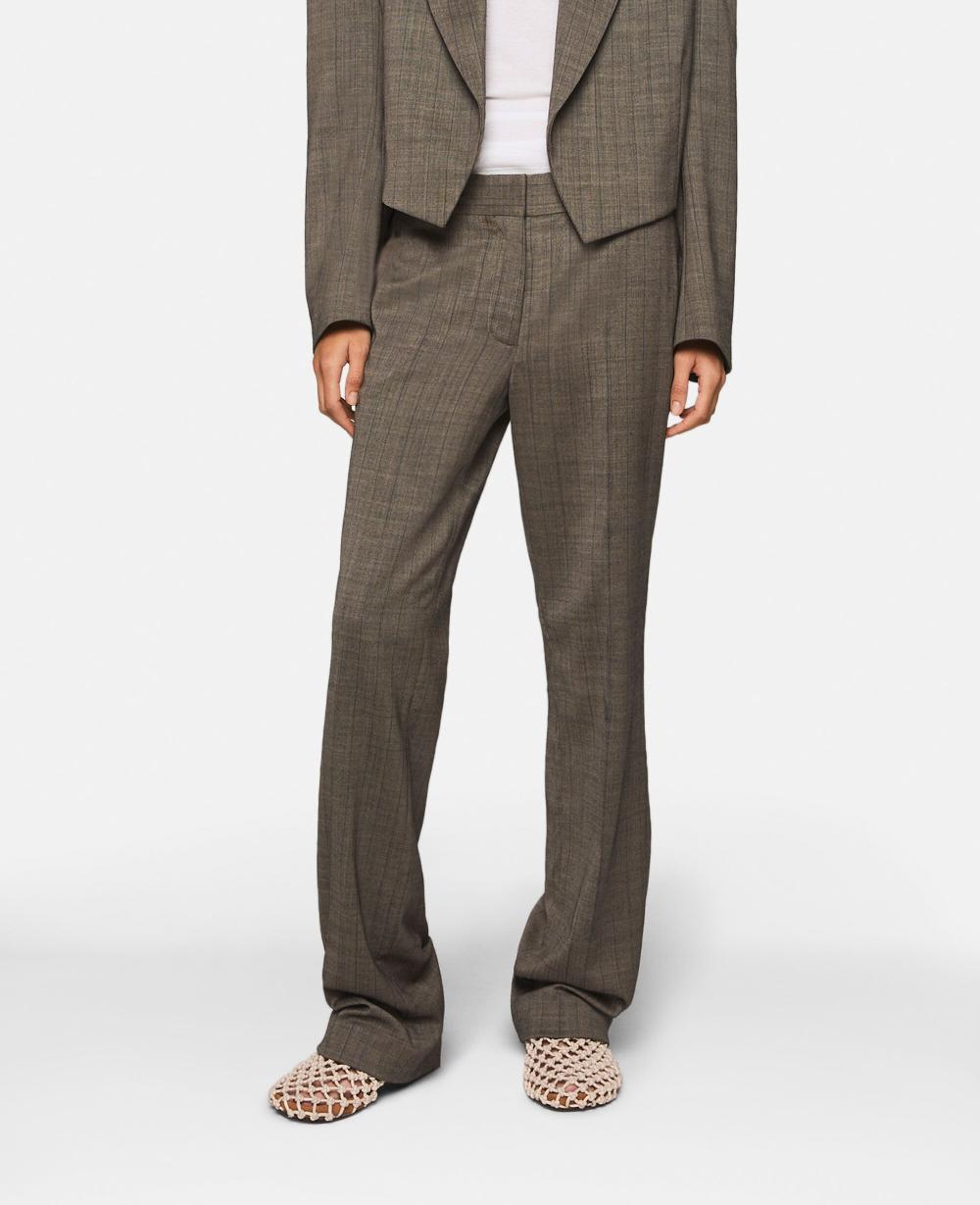 Stella Pinstripe Mid-Rise Straight-Leg Wool Trousers