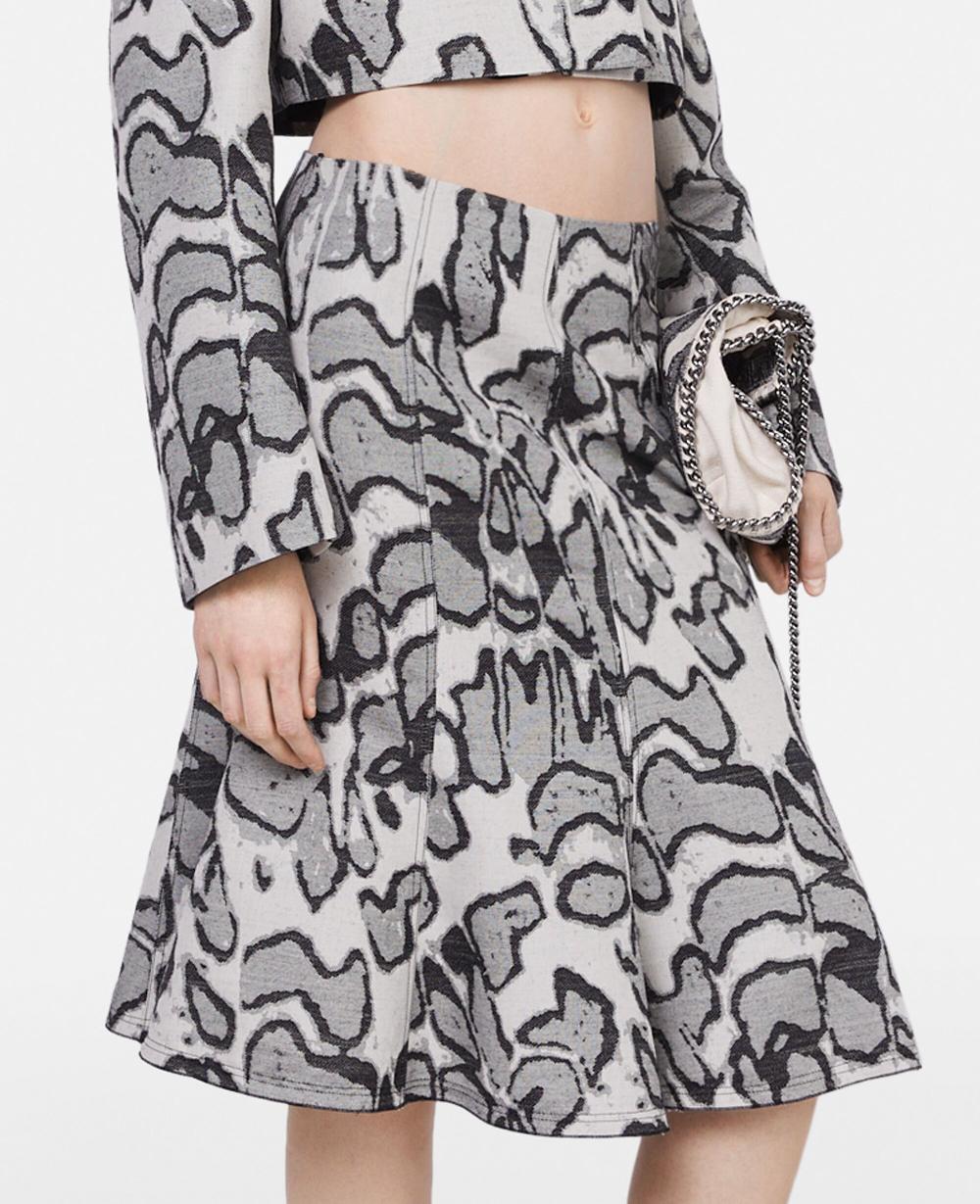 Stella Abstract Moth Jacquard Belted Skirt
