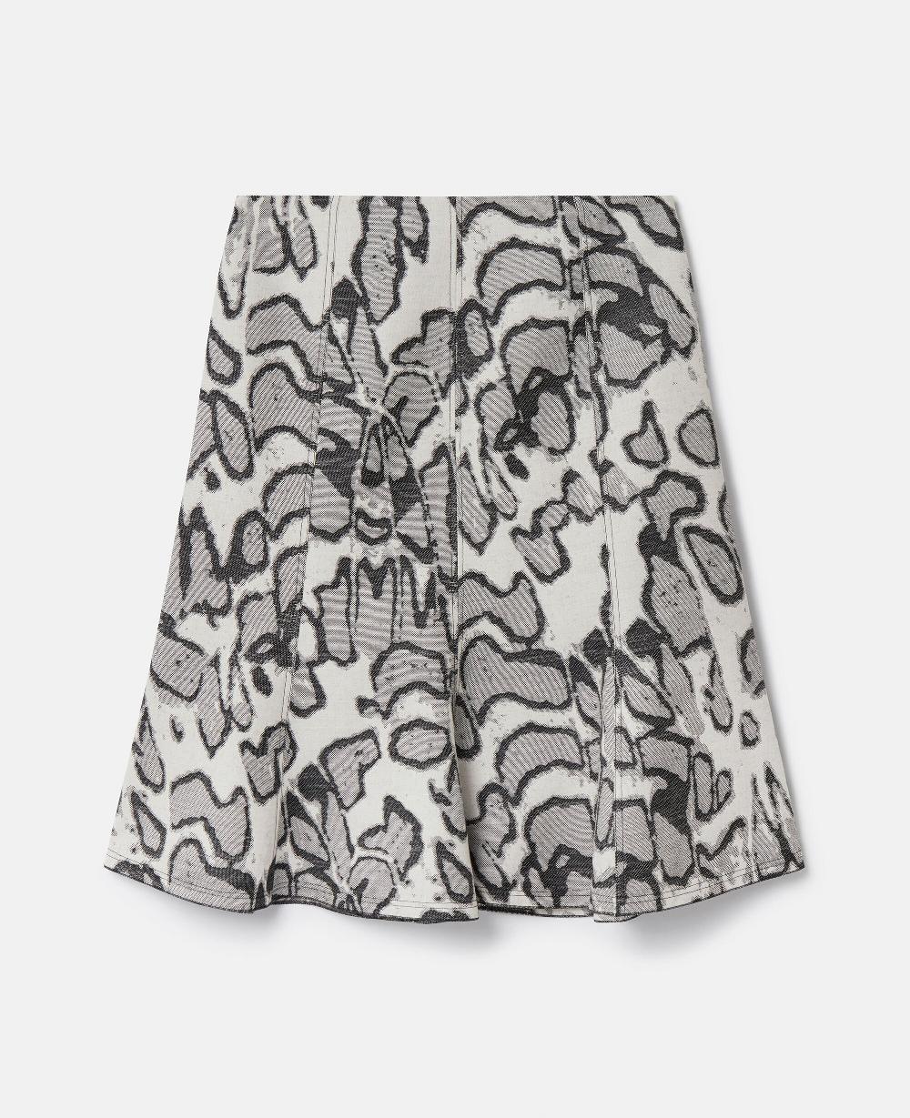 stella Abstract Moth Jacquard Belted Skirt