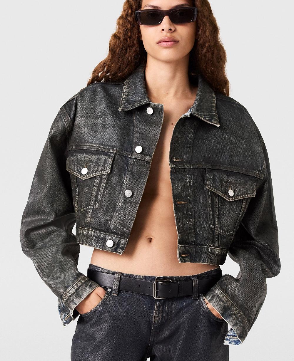Stella Aged Paneled Cropped Denim Jacket
