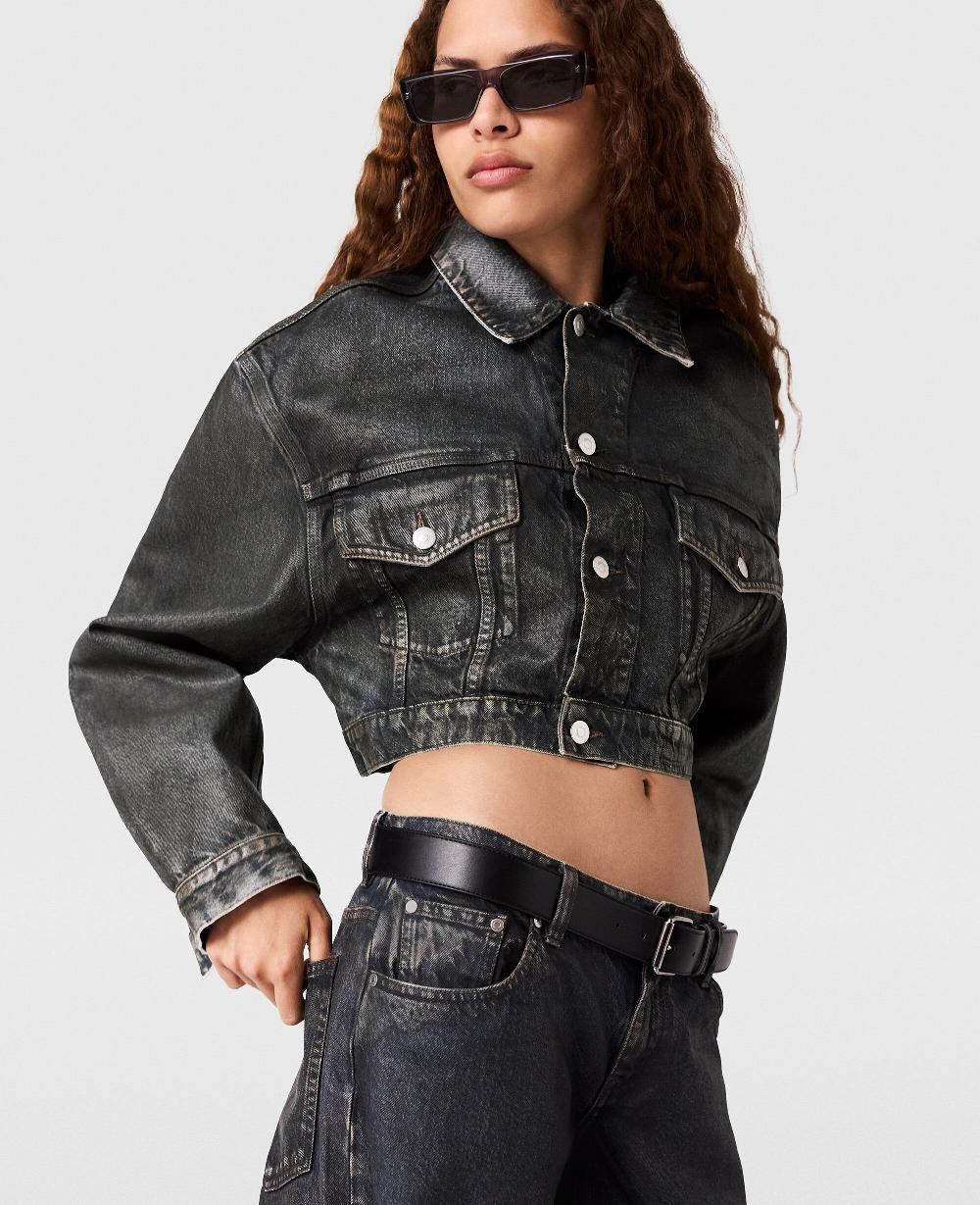Stella Aged Paneled Cropped Denim Jacket
