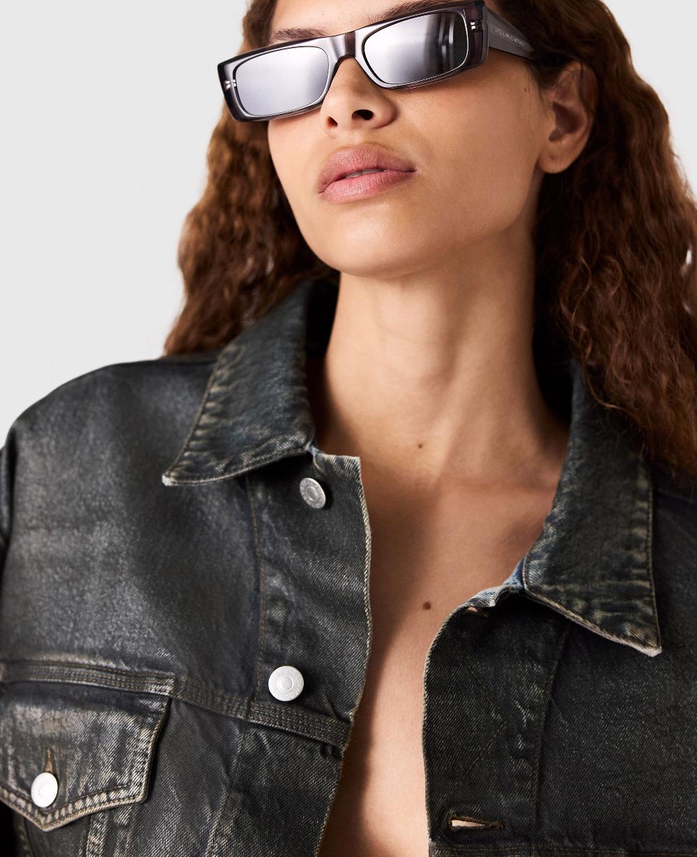 Stella Aged Paneled Cropped Denim Jacket