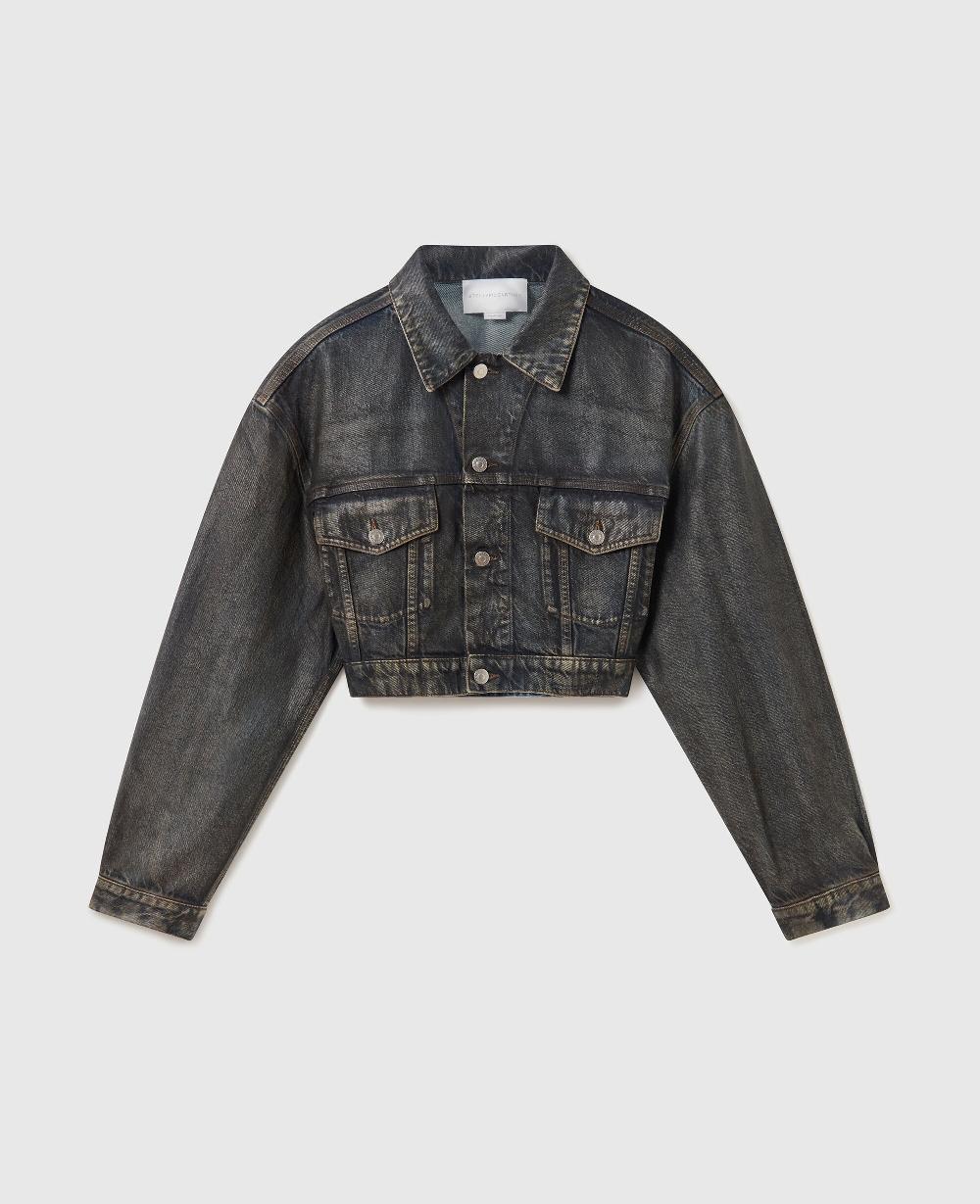 stella Aged Paneled Cropped Denim Jacket