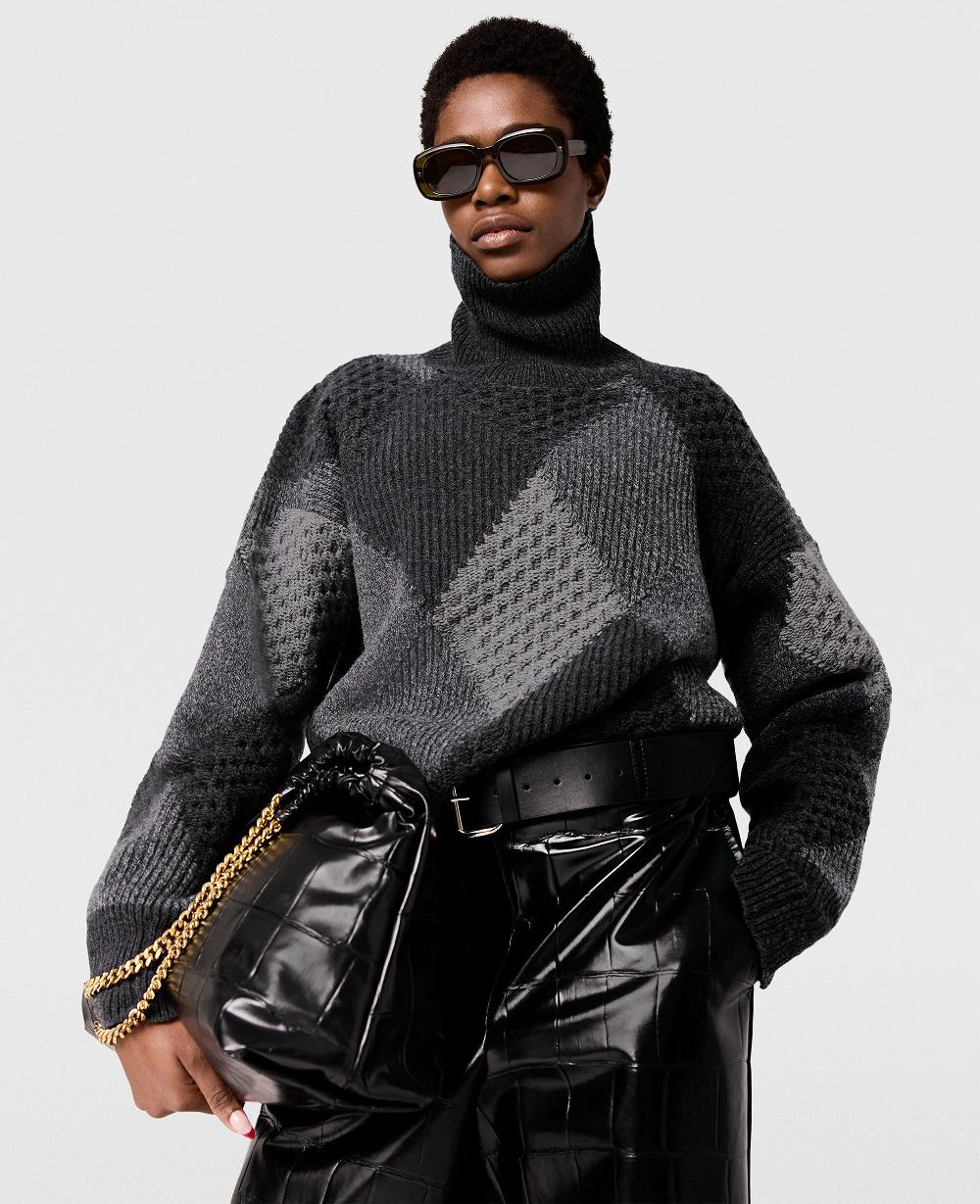 Stella Argyle Turtleneck Sweater