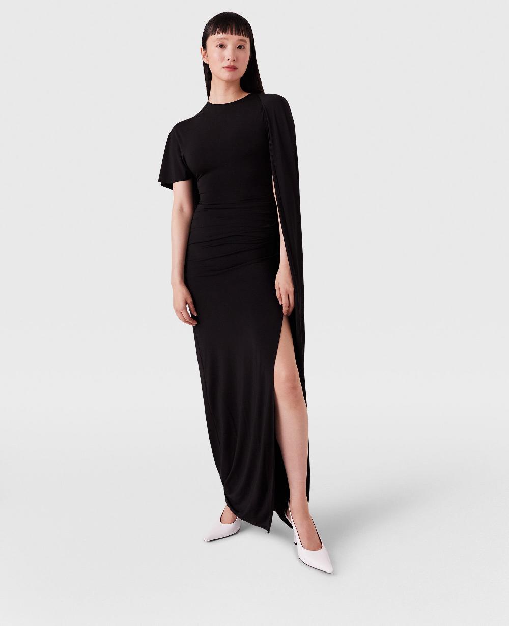 Stella Asymmetric Cape Maxi Dress