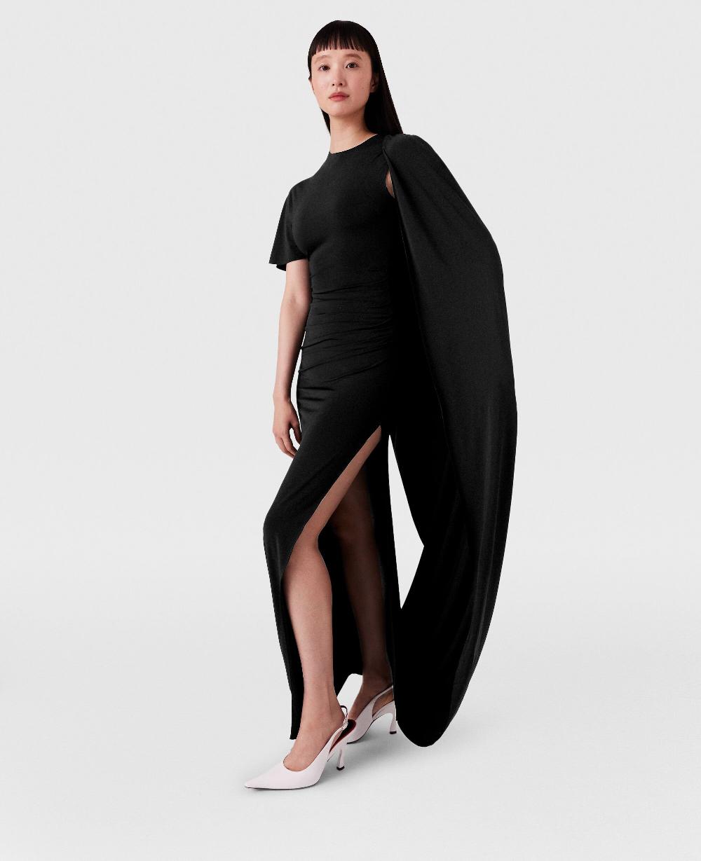 Stella Asymmetric Cape Maxi Dress