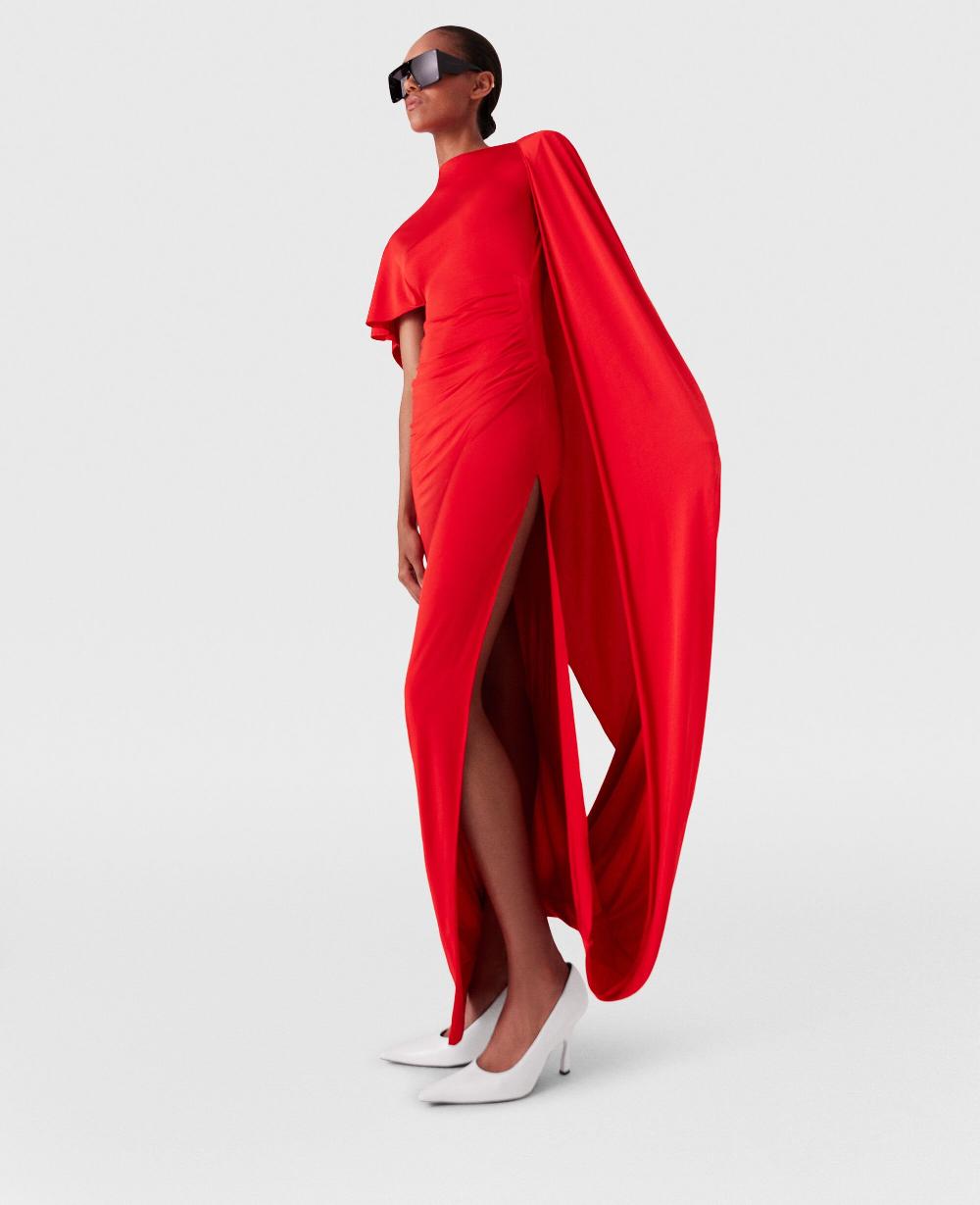 Stella Asymmetric Cape Maxi Dress