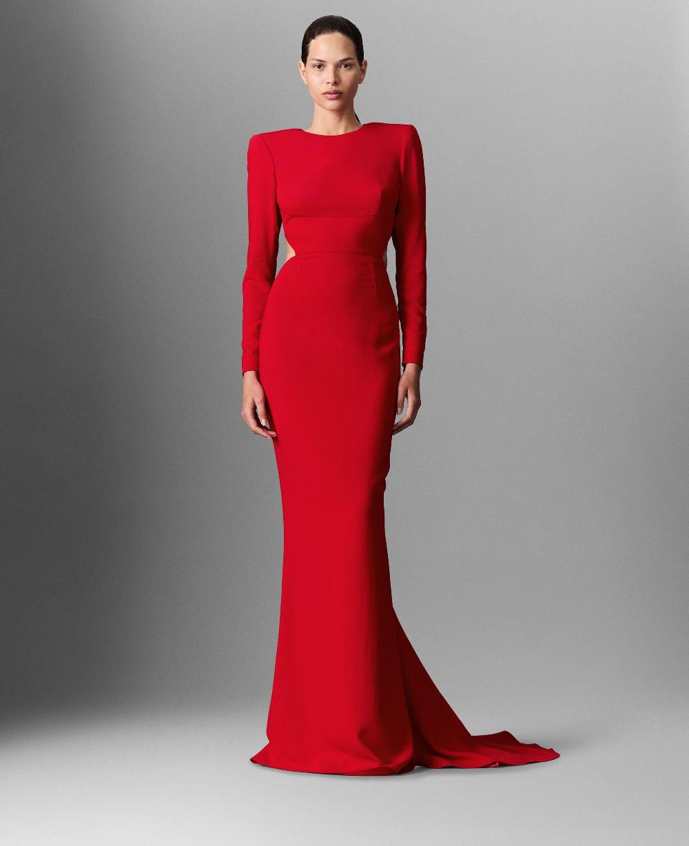 Stella Backless Long-Sleeve Floor-Length Dress