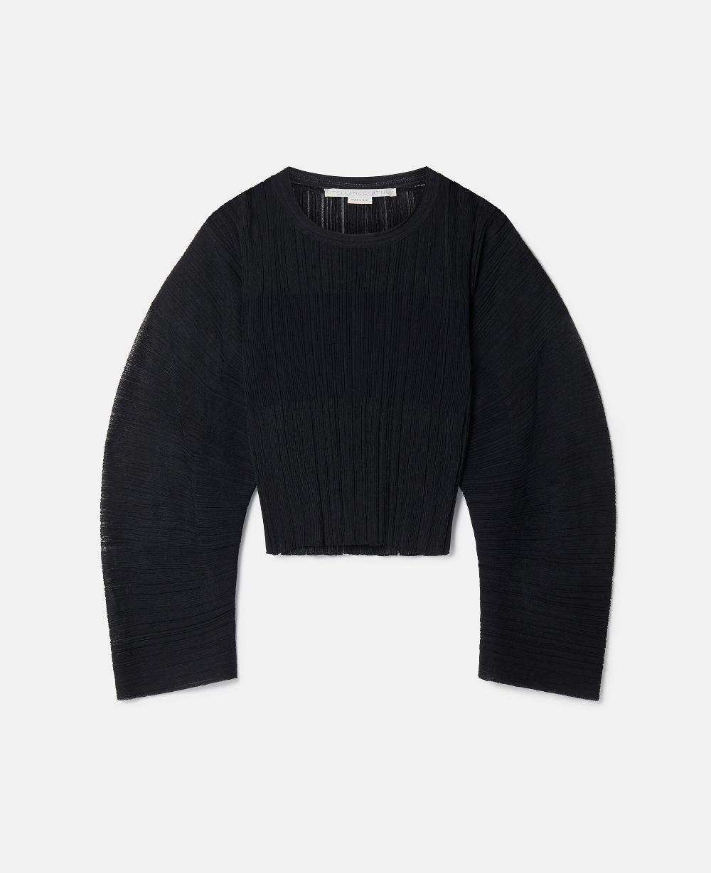 stella Banana Sleeve Plisse Pleat Knit Top