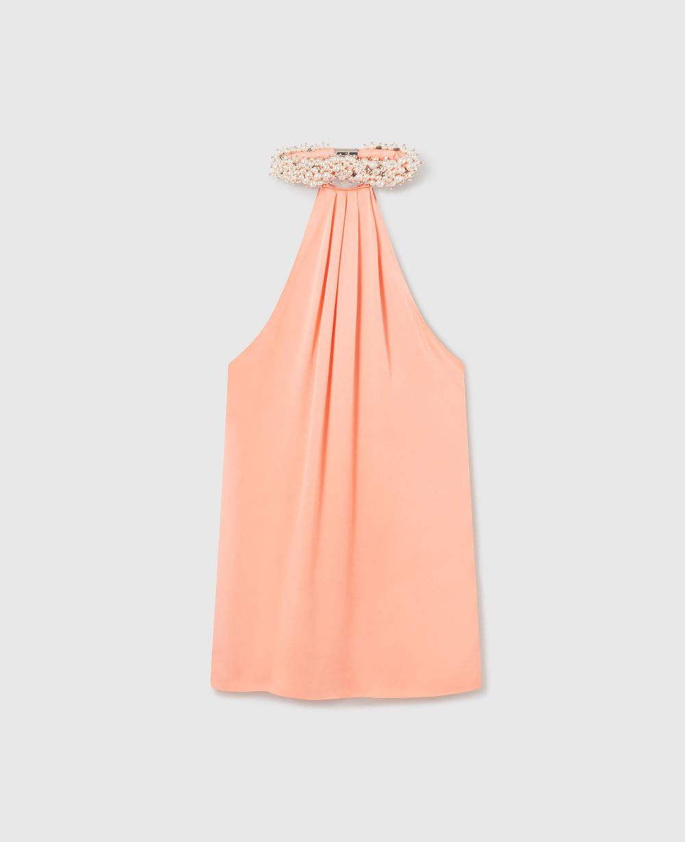 stella Bead-Embellished Twisted Mini Dress