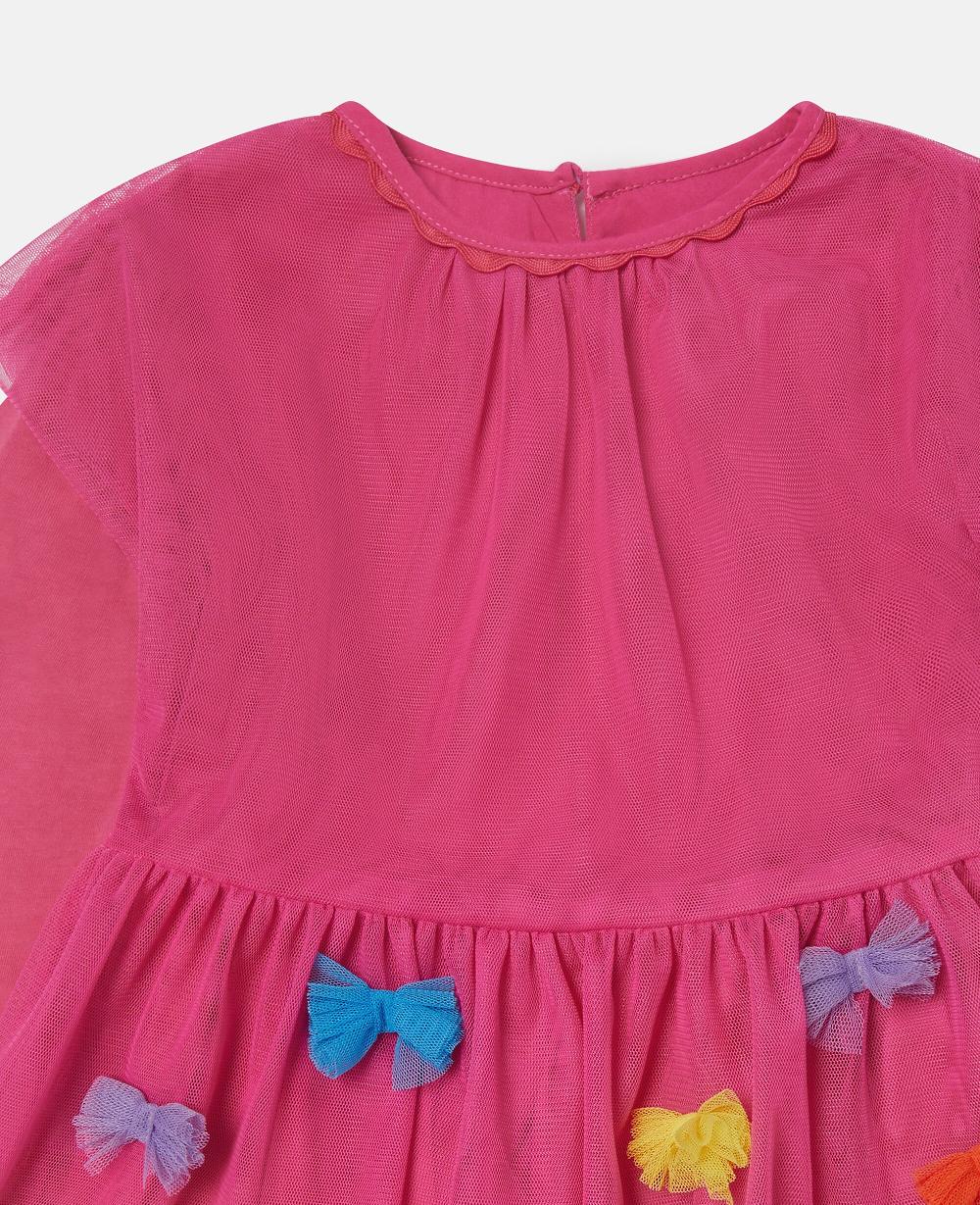 Stella Bow Embroidered Long-Sleeve Dress