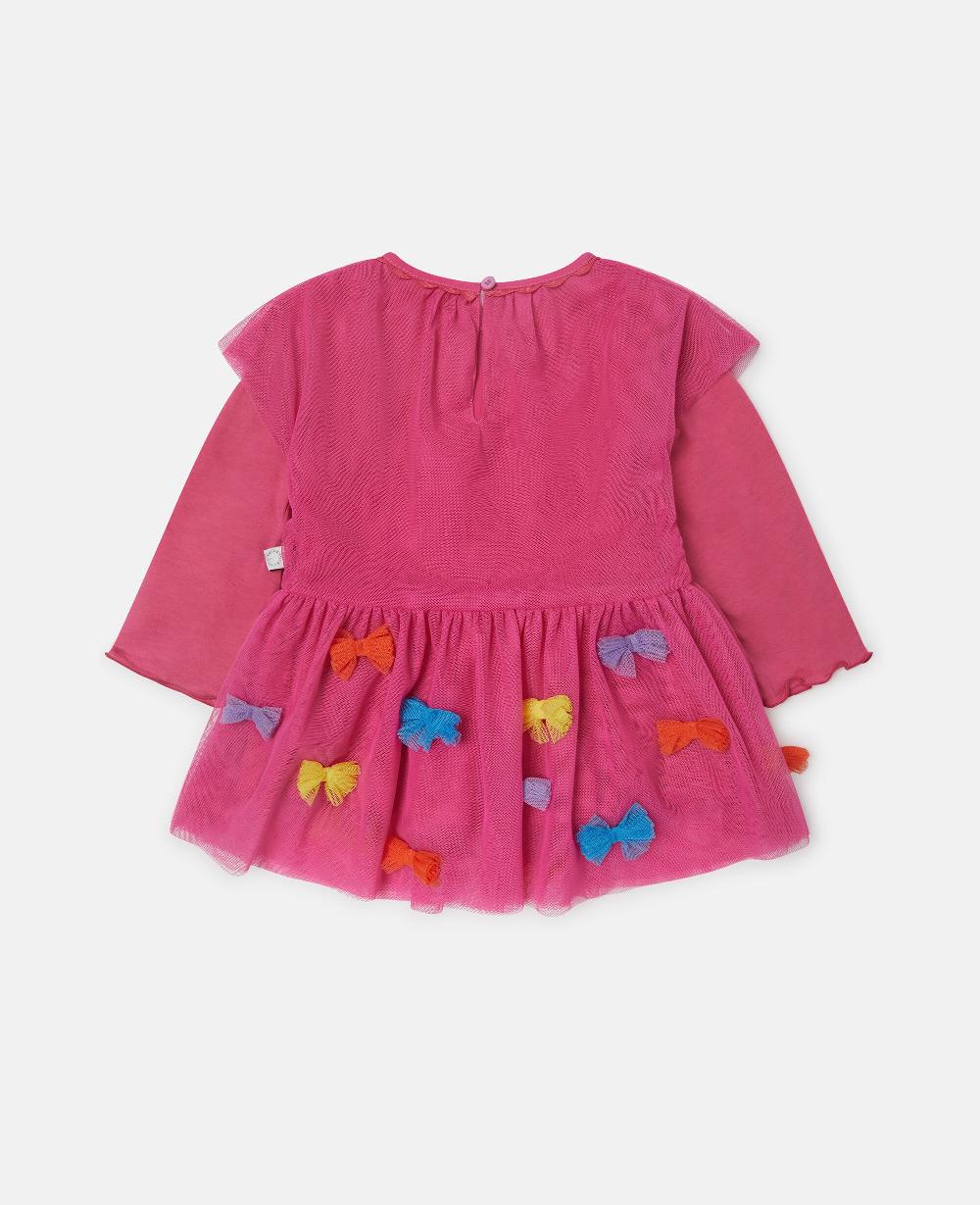 Stella Bow Embroidered Long-Sleeve Dress