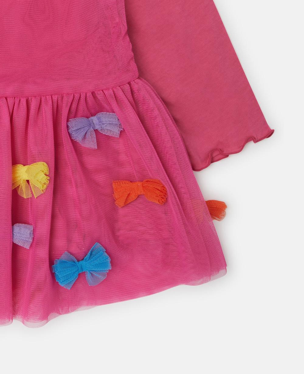 Stella Bow Embroidered Long-Sleeve Dress