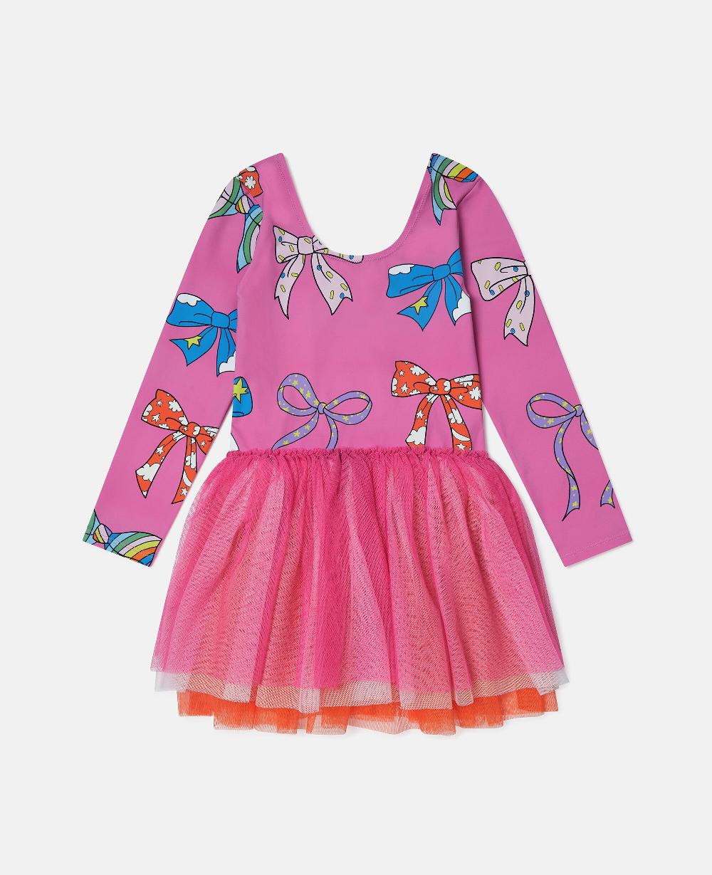 stella Bow Print Layered Tulle Dress