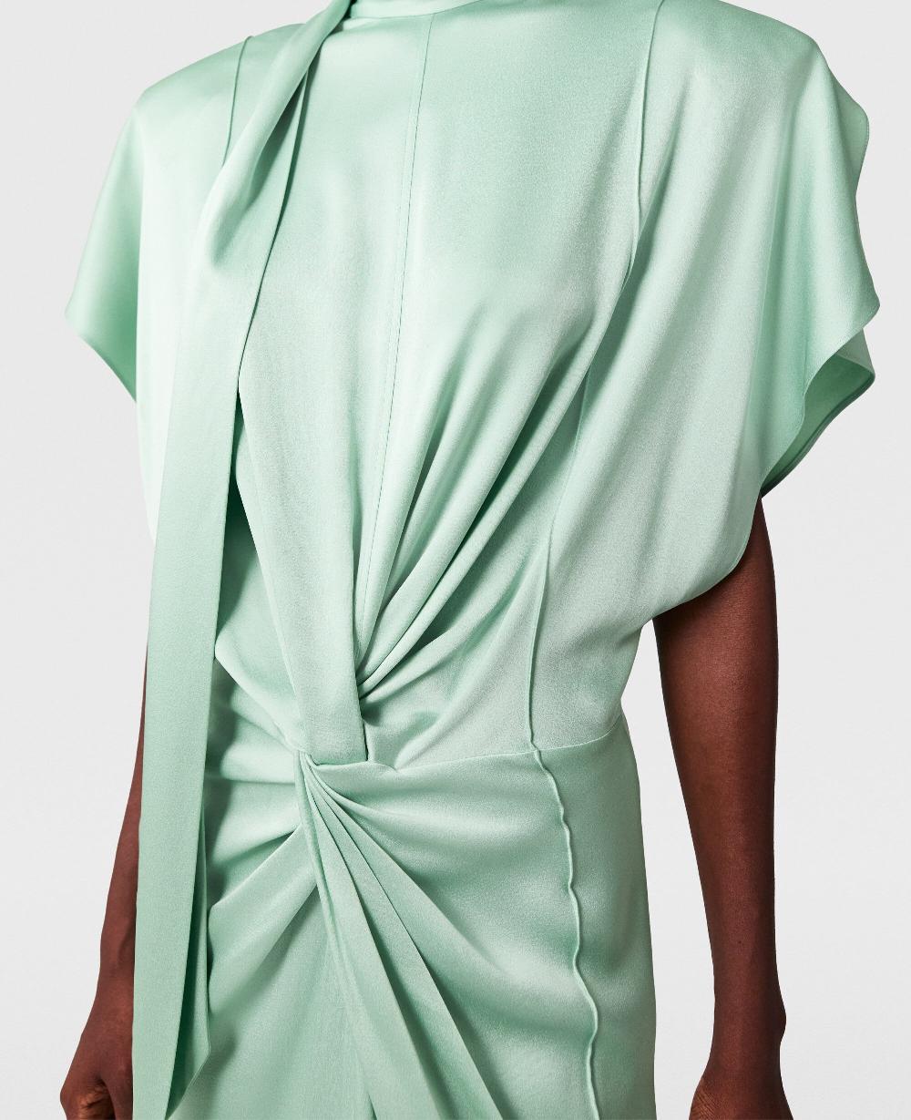 Stella Cap-Sleeve Halterneck Twist Midi Dress