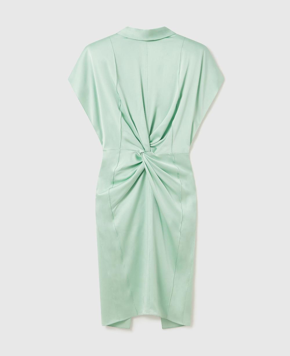 stella Cap-Sleeve Halterneck Twist Midi Dress