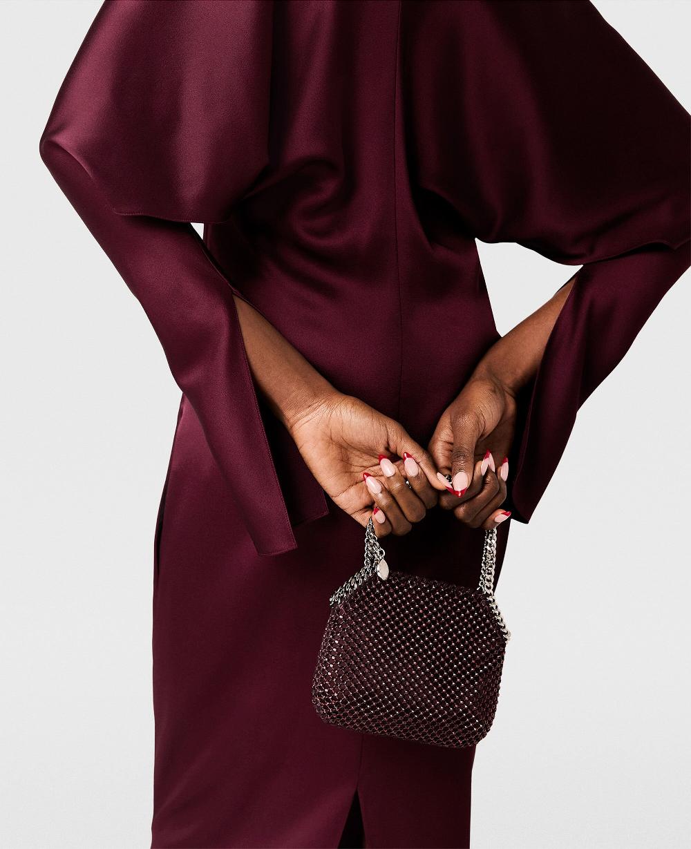 Stella Cape-Sleeve Cut-Out Satin Midi Dress