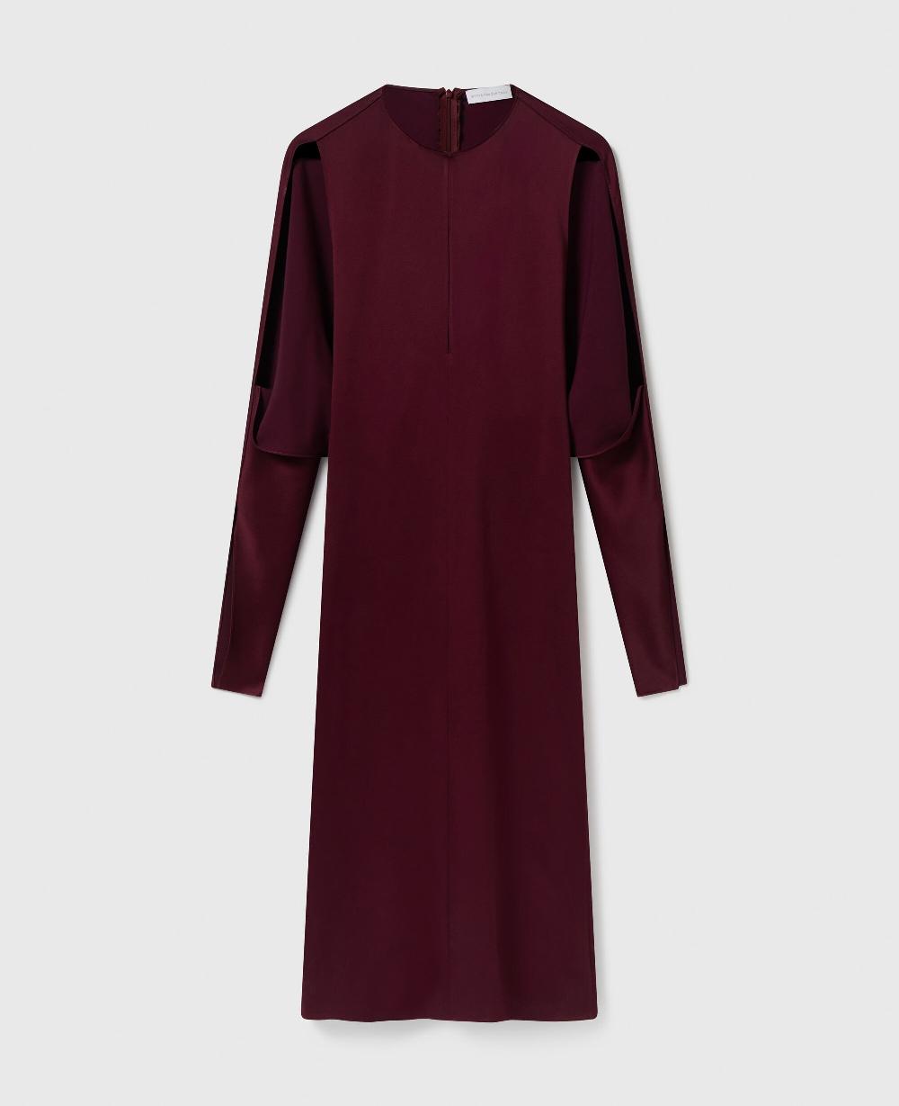 stella Cape-Sleeve Cut-Out Satin Midi Dress