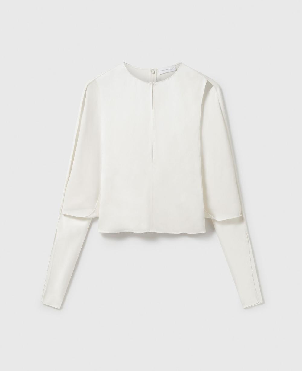 stella Cape-Sleeve Cut-Out Satin Top