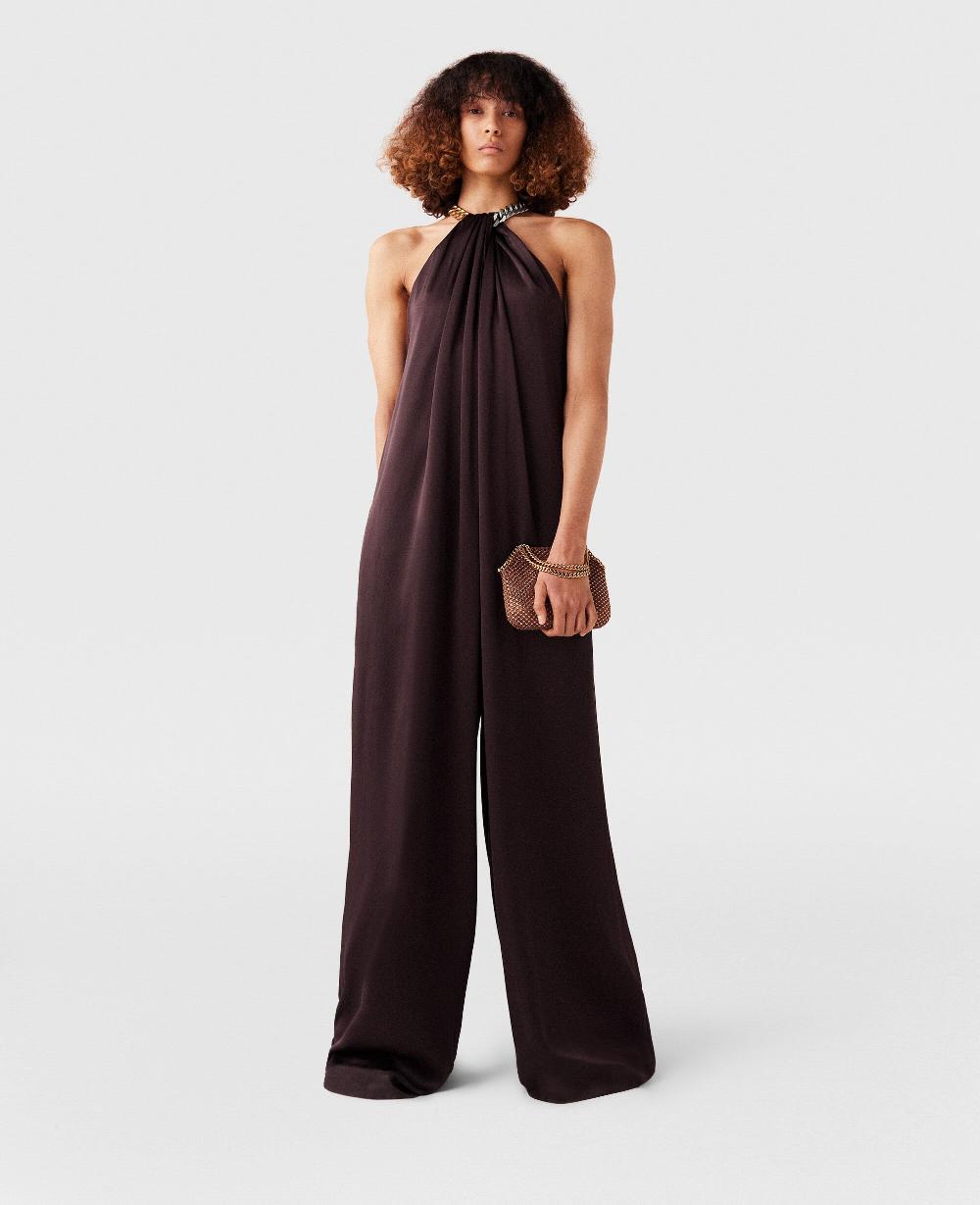 Stella Chain Halterneck Satin Jumpsuit
