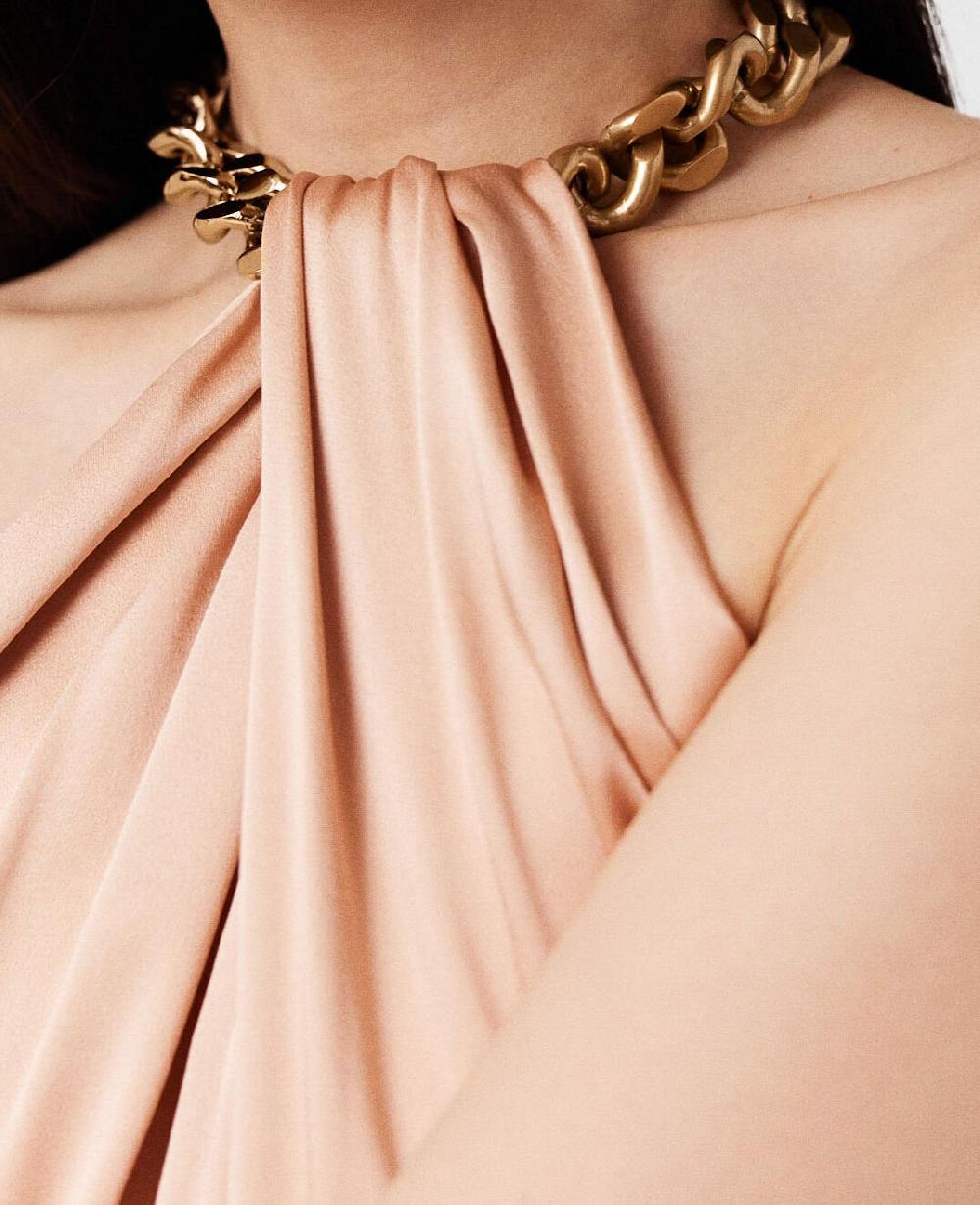 Stella Chain Halterneck Satin Maxi Dress