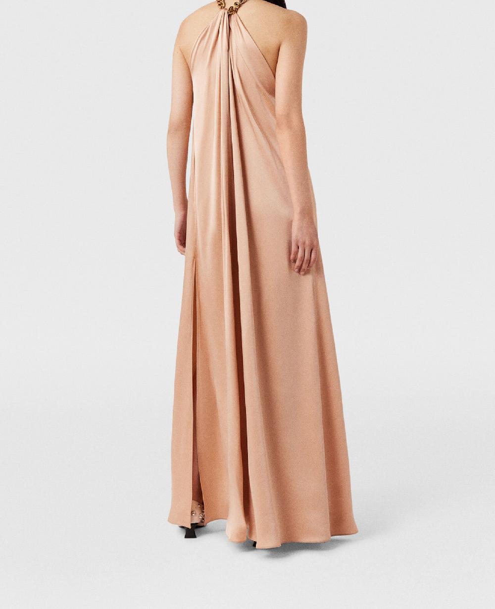 Stella Chain Halterneck Satin Maxi Dress