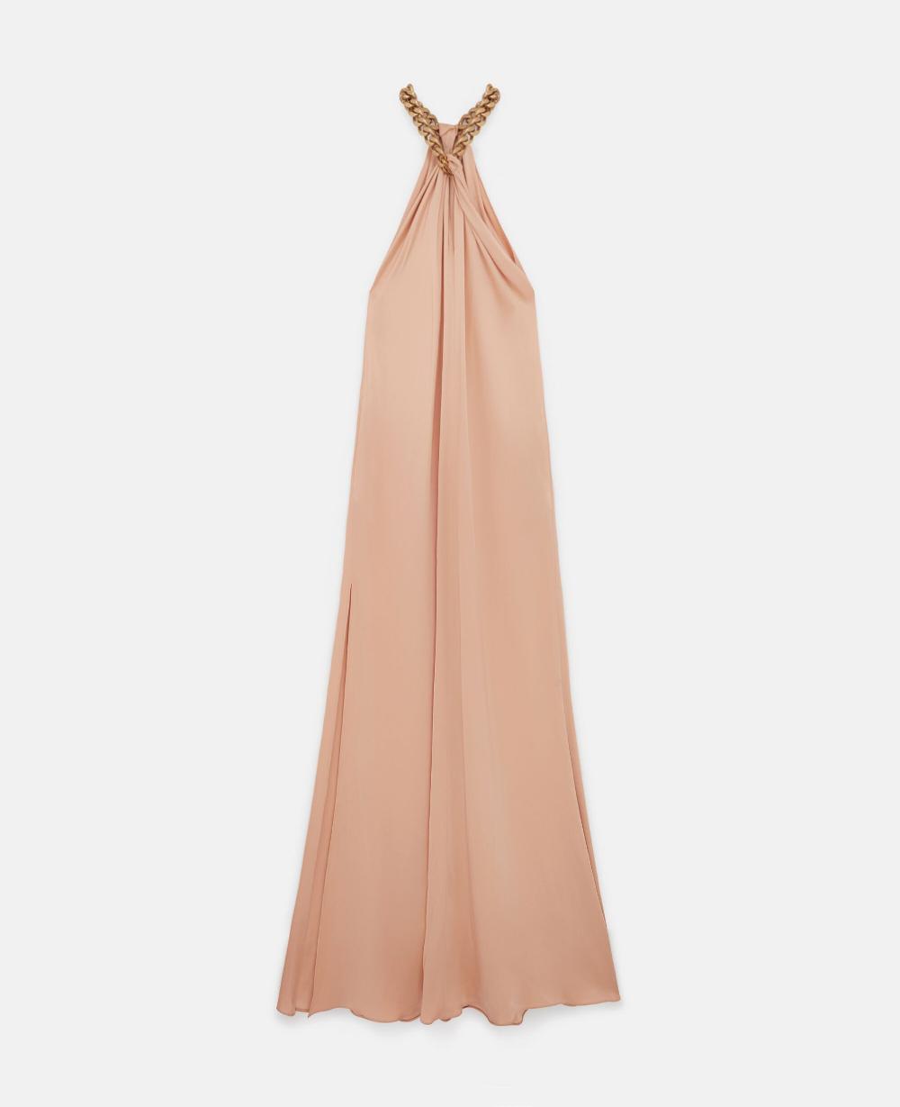 stella Chain Halterneck Satin Maxi Dress