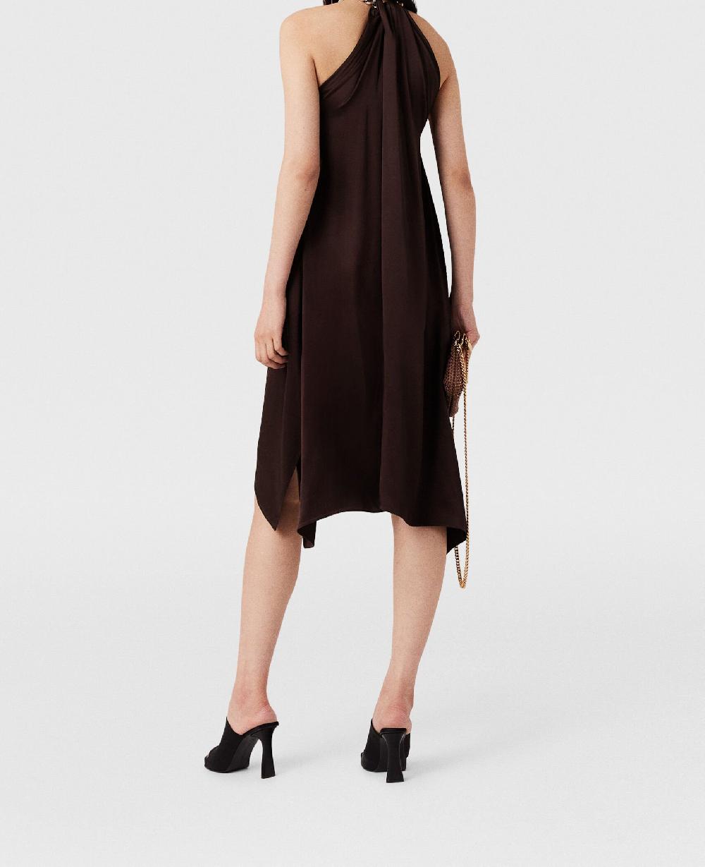 Stella Chain Halterneck Satin Midi Dress