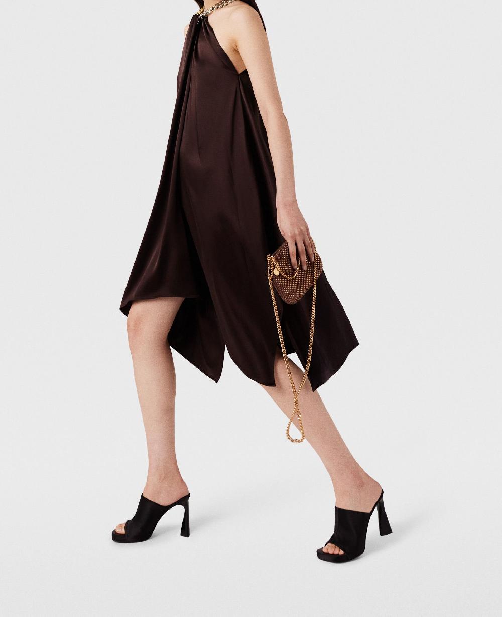 Stella Chain Halterneck Satin Midi Dress