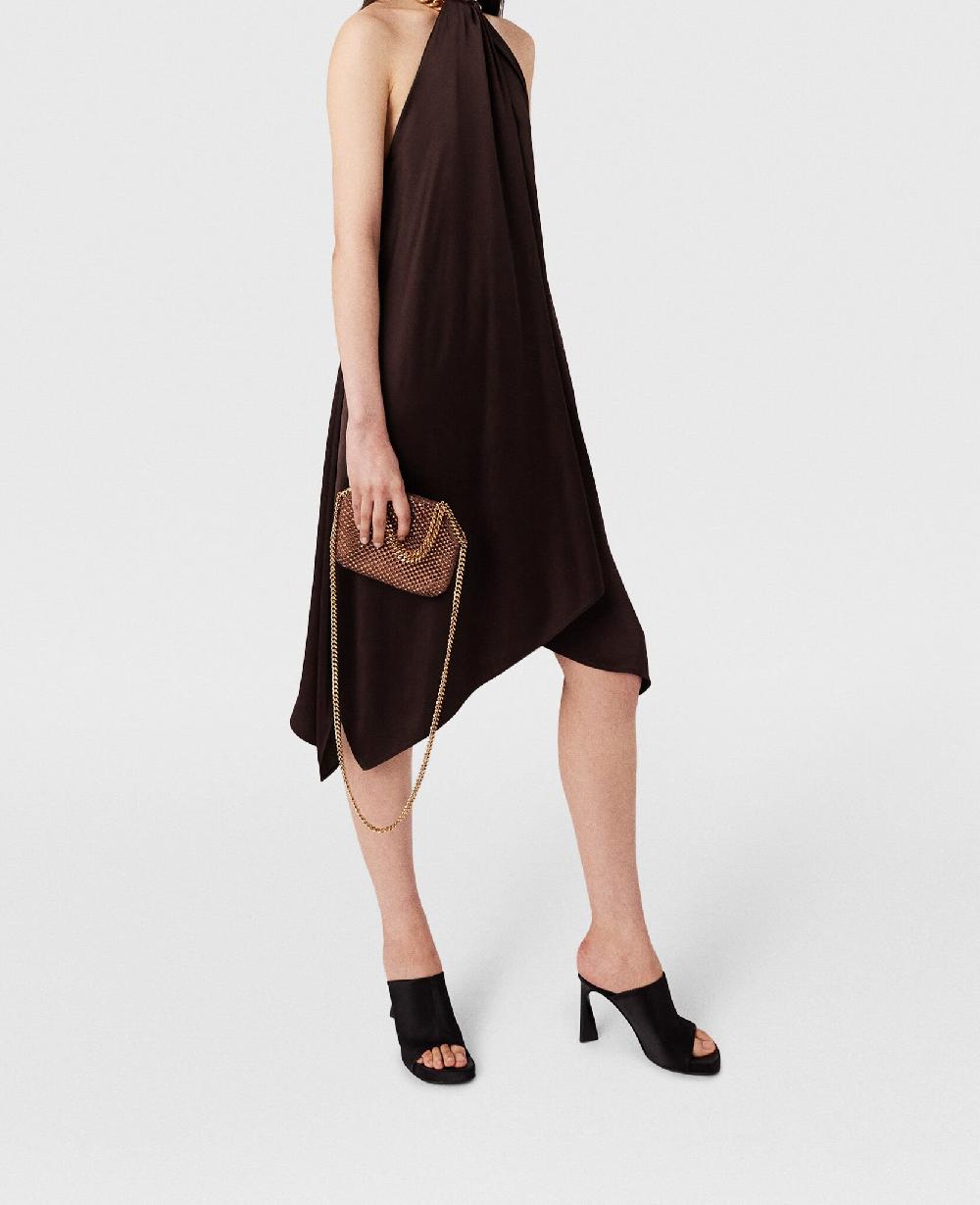 stella Chain Halterneck Satin Midi Dress