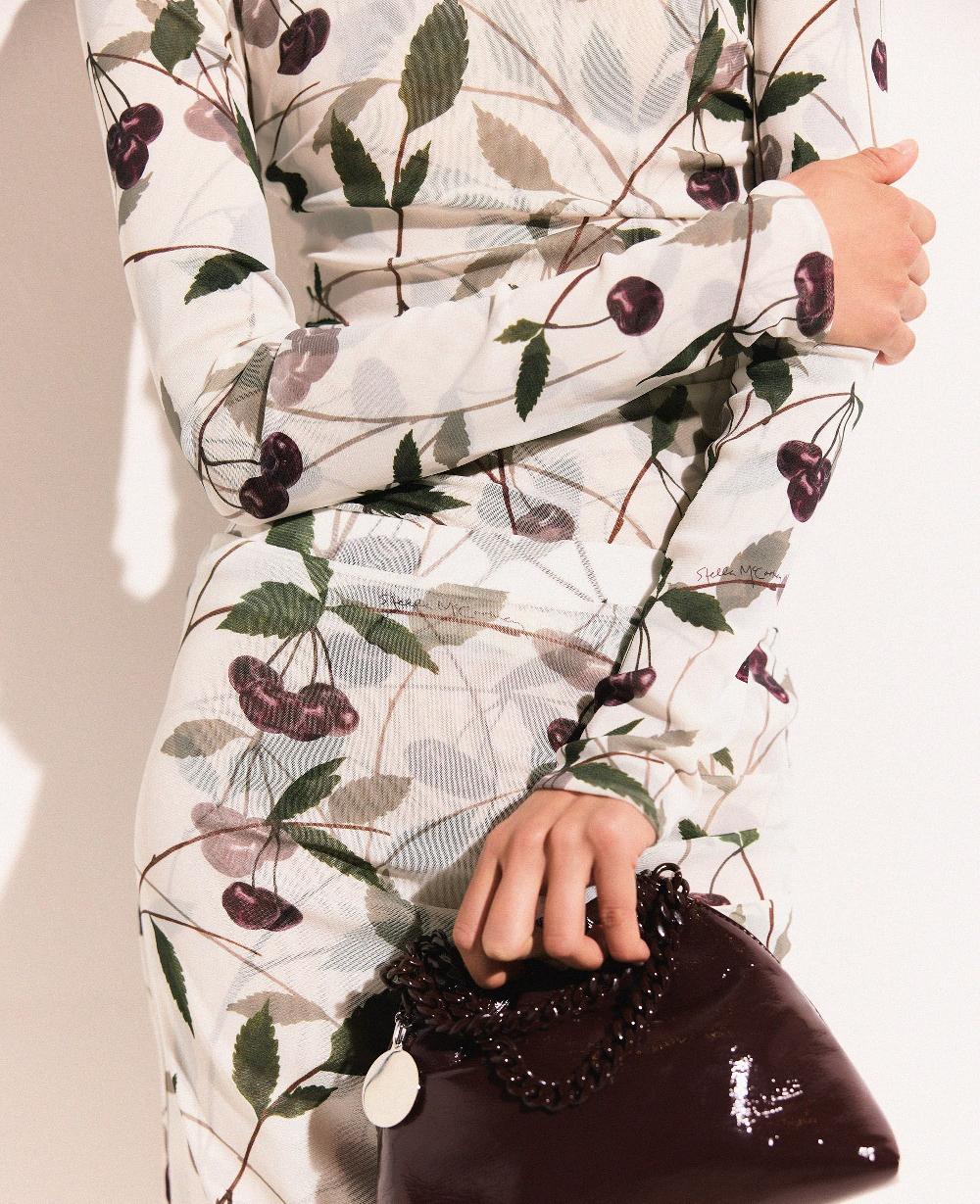 Stella Cherry Print Mesh Long Sleeve Top