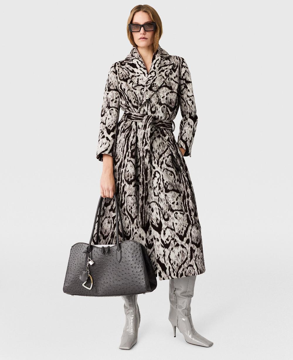Stella Cloud Leopard Jacquard Belted Trench Coat