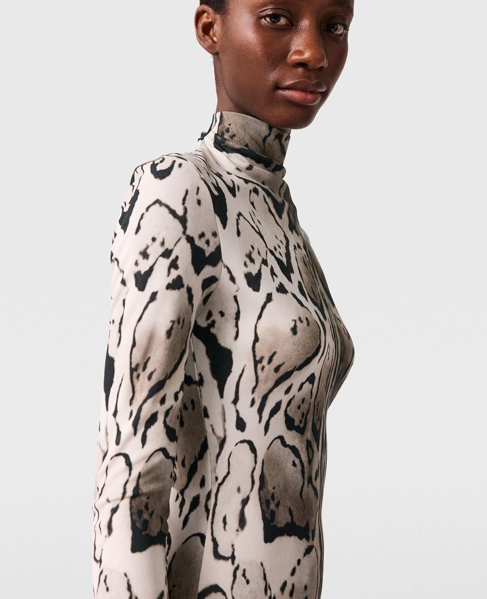 Stella Cloud Leopard Print Draped Midi Dress