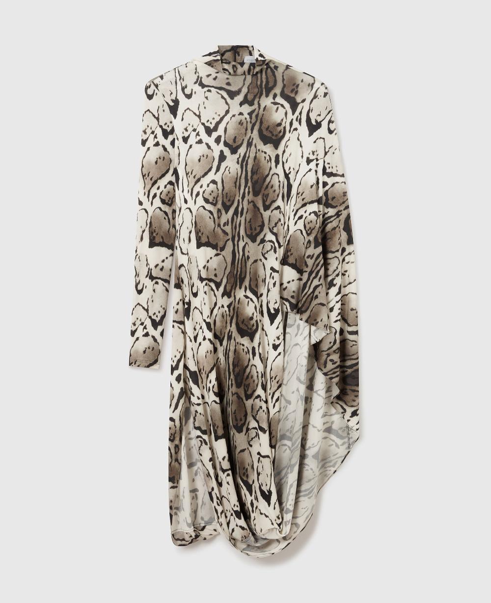 stella Cloud Leopard Print Draped Midi Dress