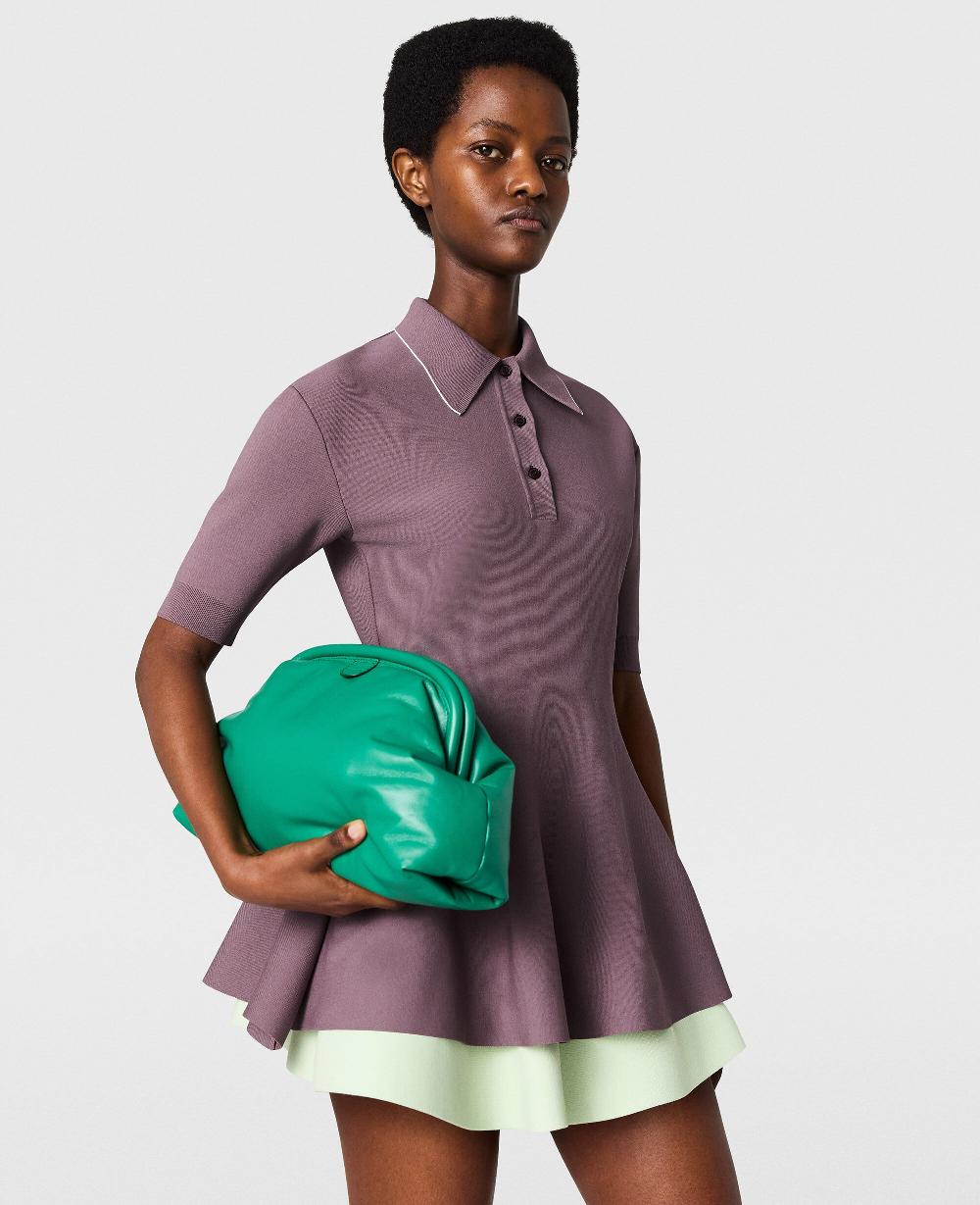 Stella Compact Knit Peplum Polo Top