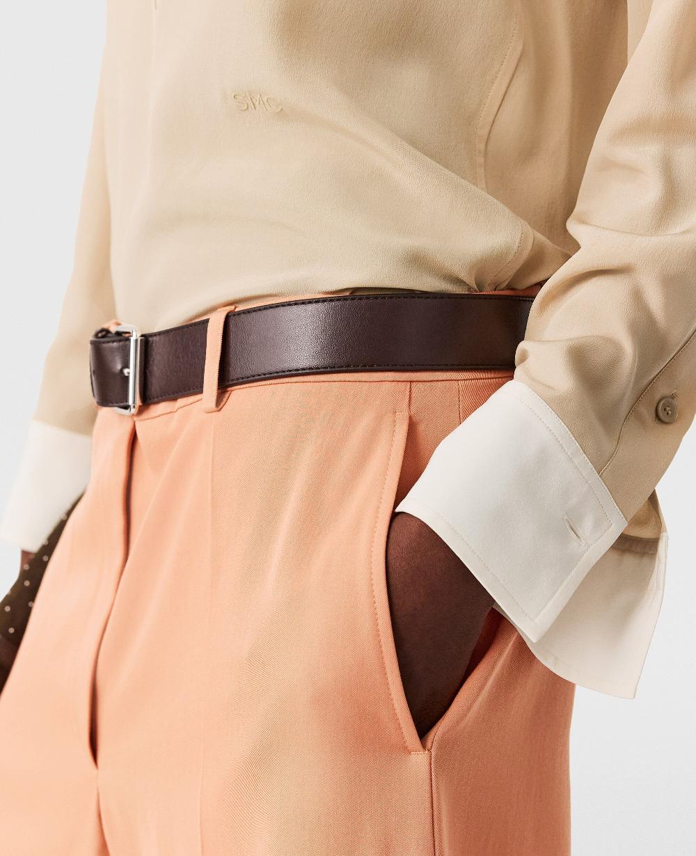 Stella Contrast Panel Grandfather Collar Shirt