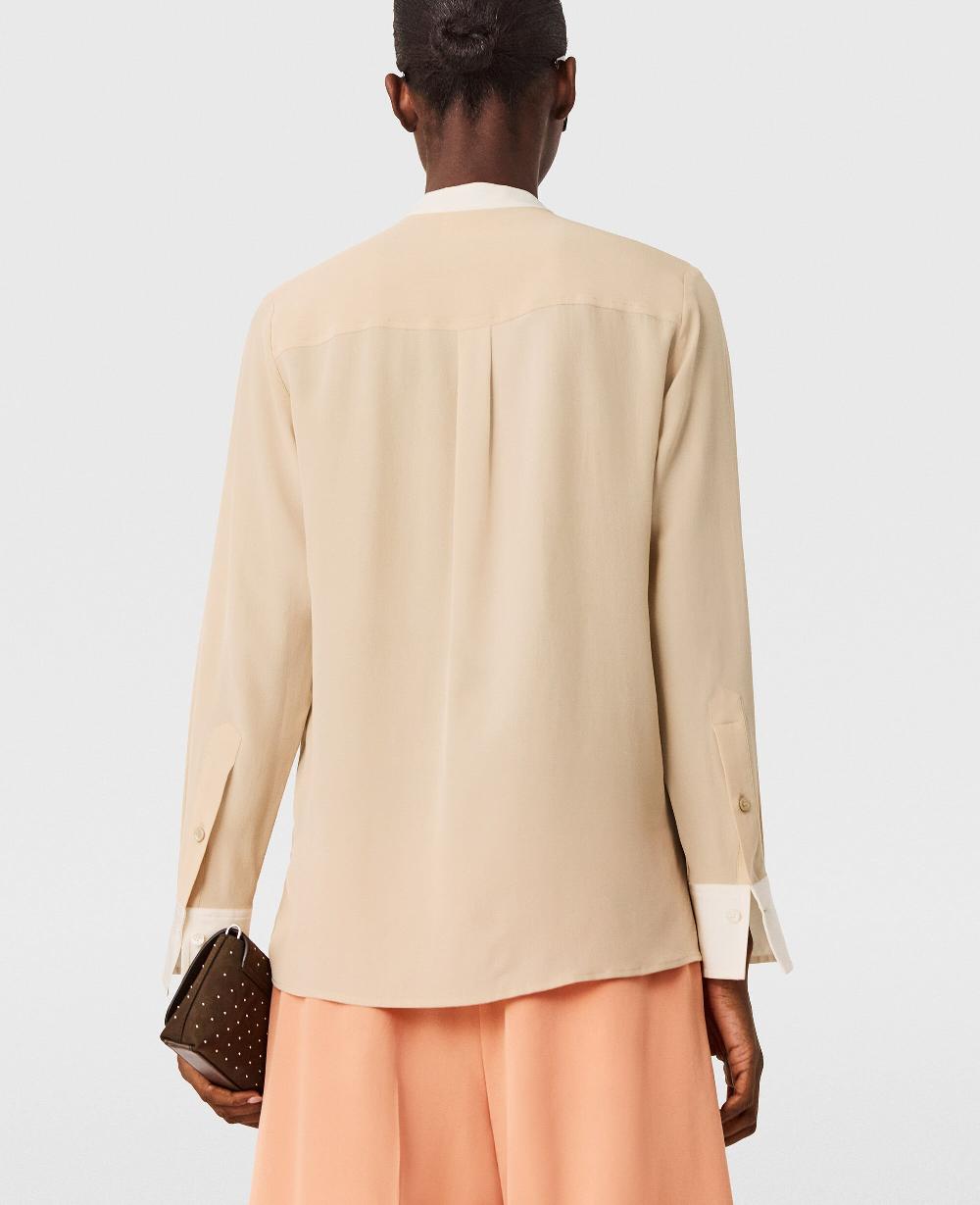 Stella Contrast Panel Grandfather Collar Shirt