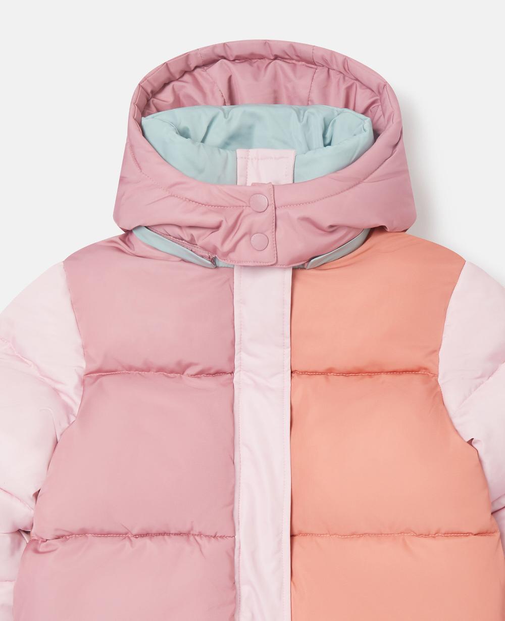 Stella Contrast Panel Hooded Puffer Coat