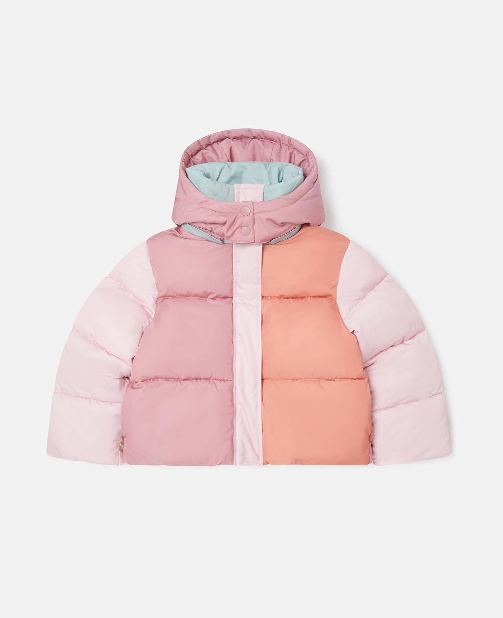 stella Contrast Panel Hooded Puffer Coat