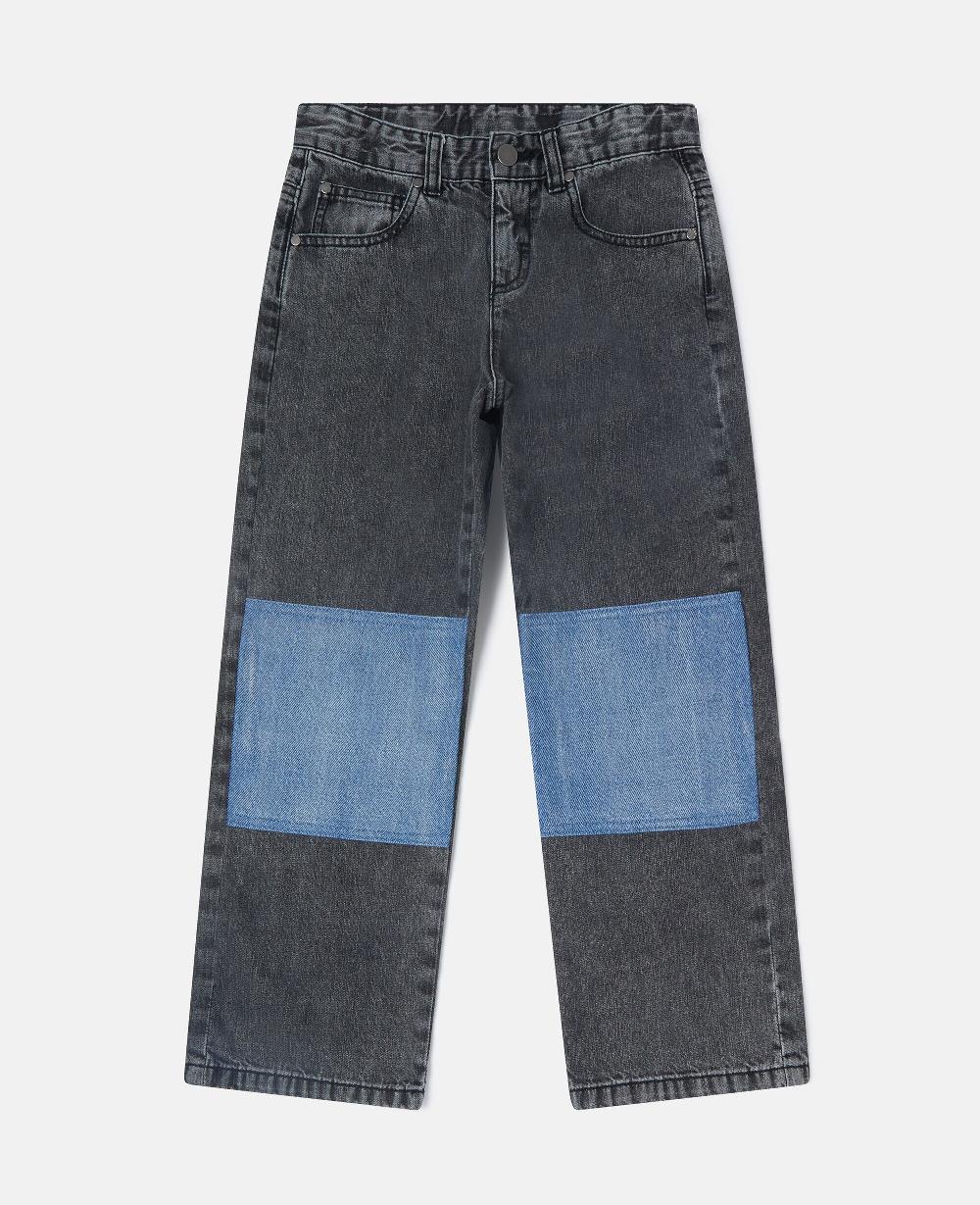 stella Contrast Panel Straight-Leg Denim Jeans