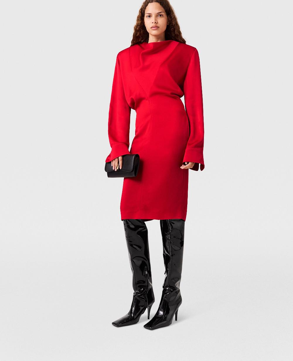 Stella Cowl Neck Long-Sleeve Midi Dress