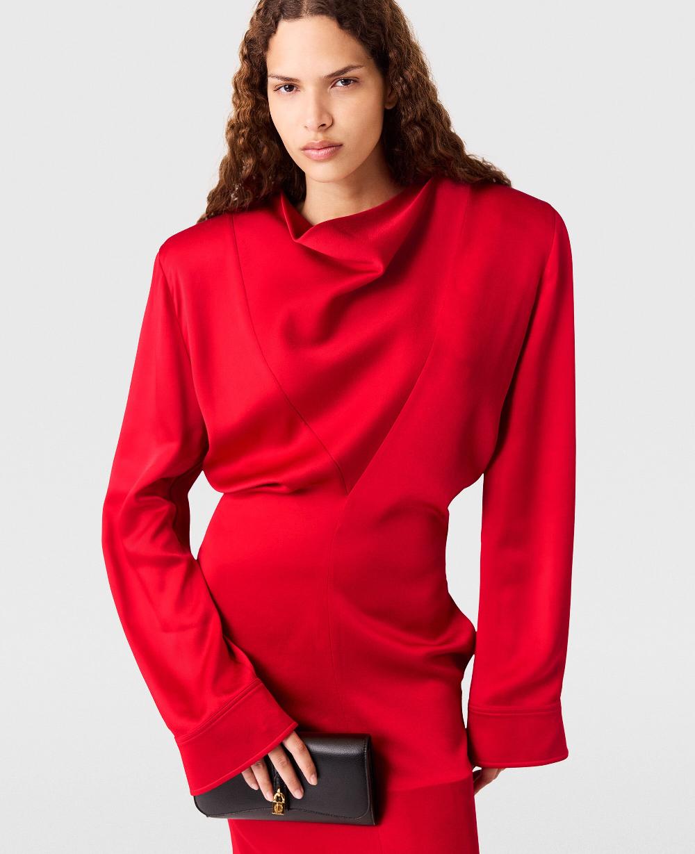 Stella Cowl Neck Long-Sleeve Midi Dress