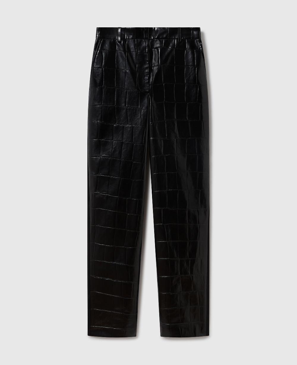 stella Crocodile-Embossed Straight-Leg Pants