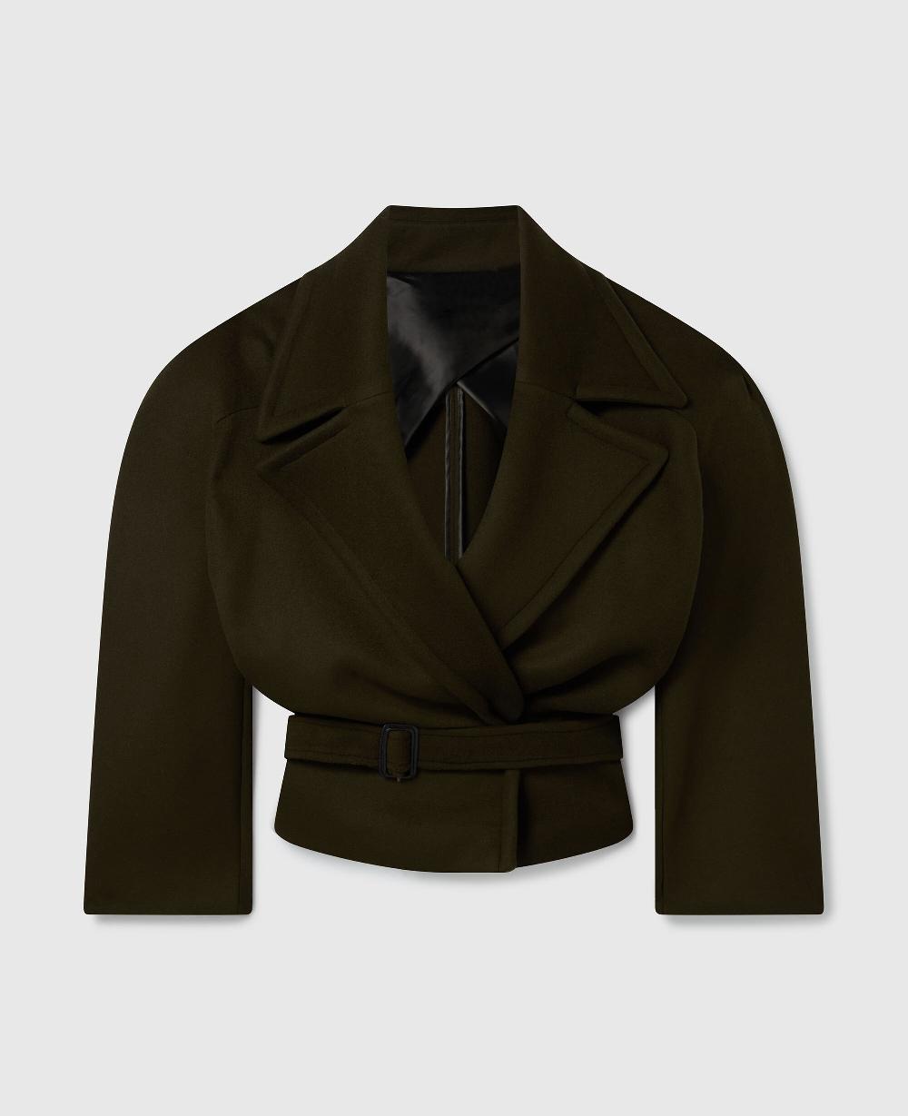 stella Cropped Belted Trench Jacket