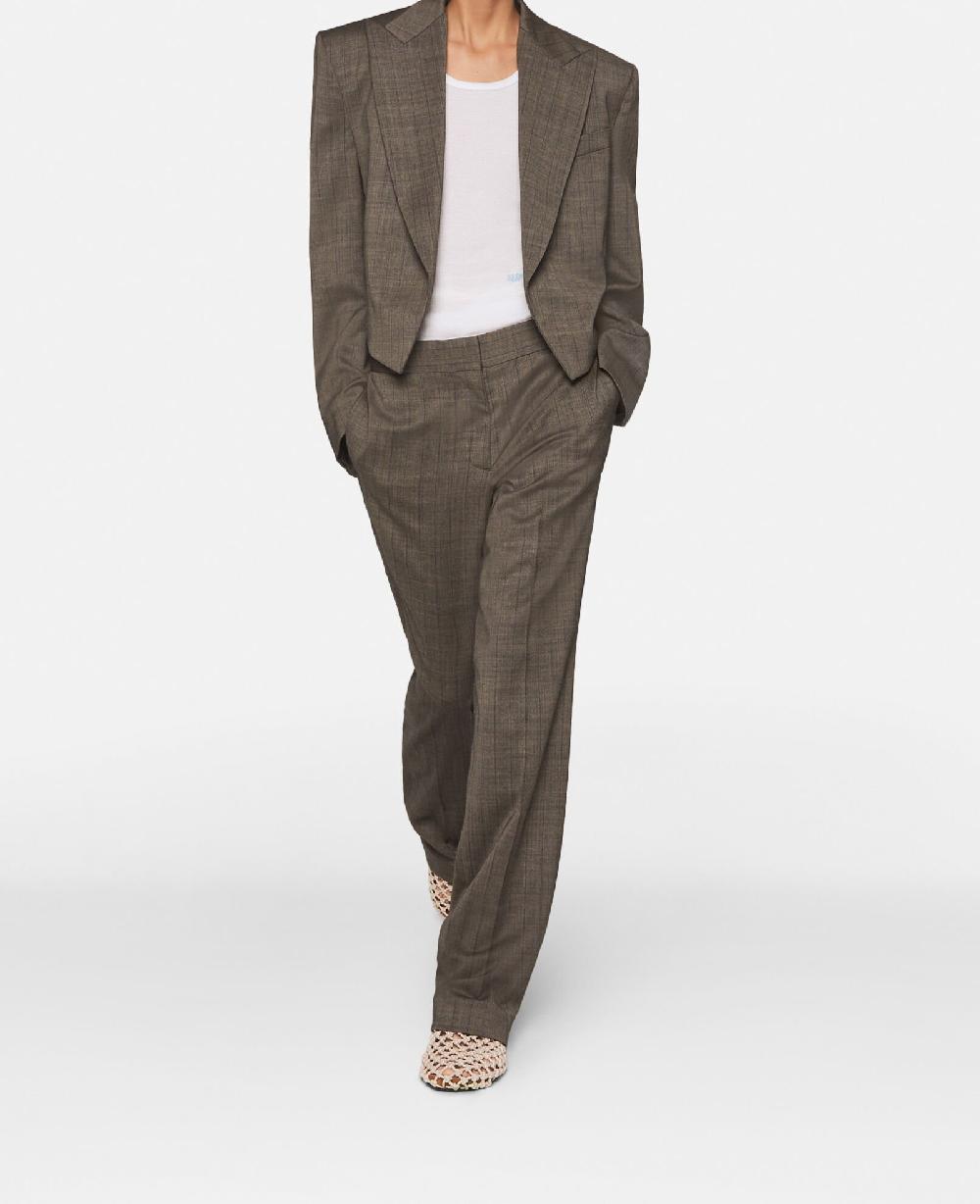 Stella Cropped Pinstripe Wool Blazer