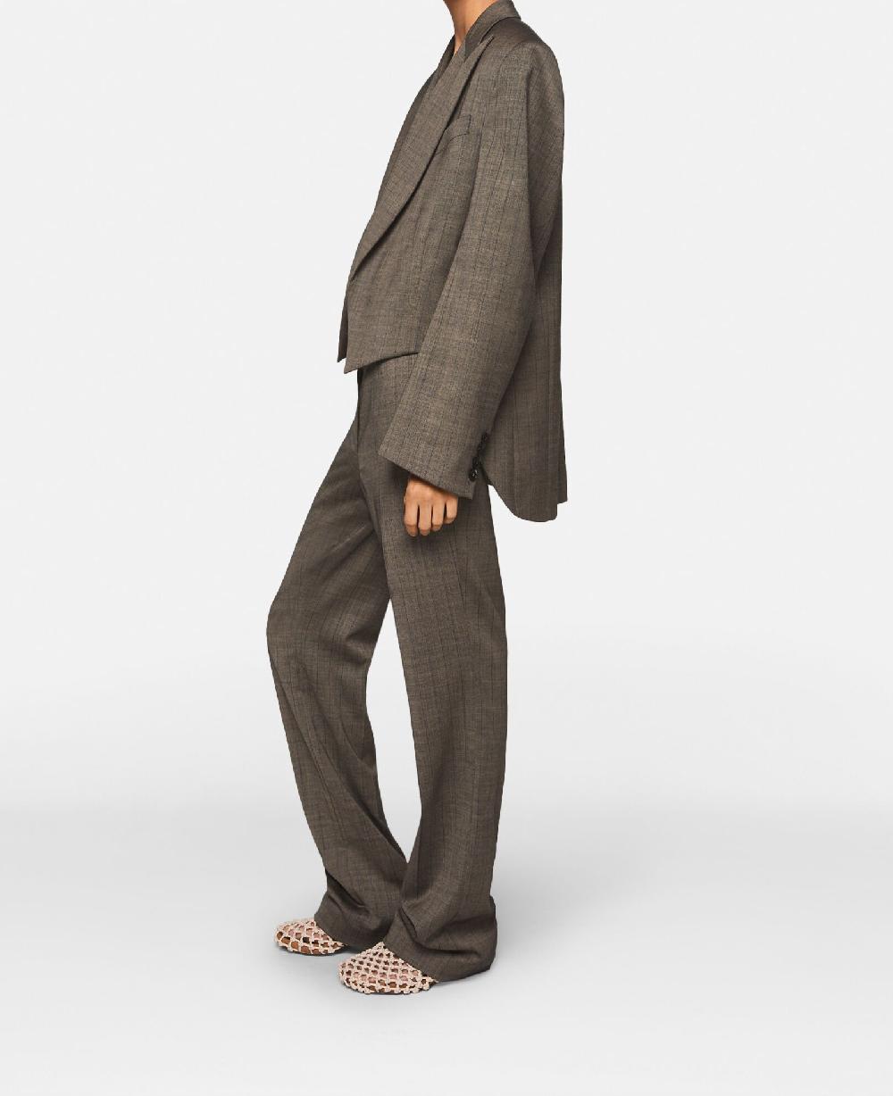 Stella Cropped Pinstripe Wool Blazer