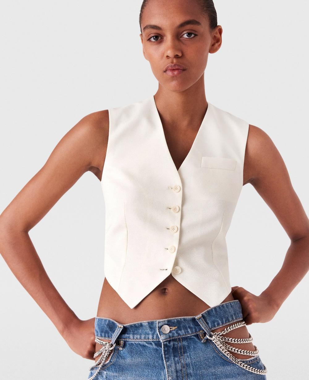 Stella Cropped Tailored Wool Vest