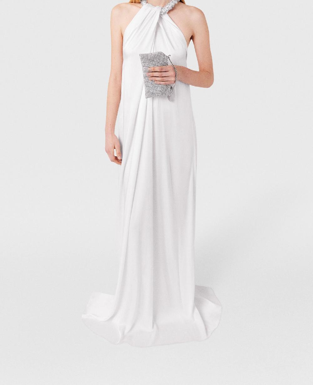 Stella Crystal Halterneck Satin Maxi Dress