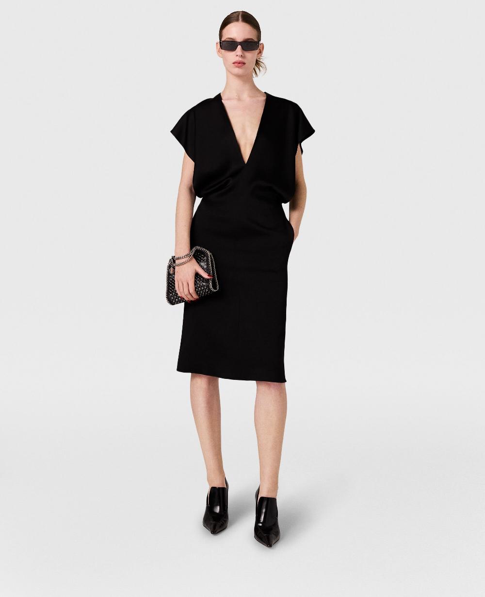 Stella Deep V Cap Sleeved Midi Dress
