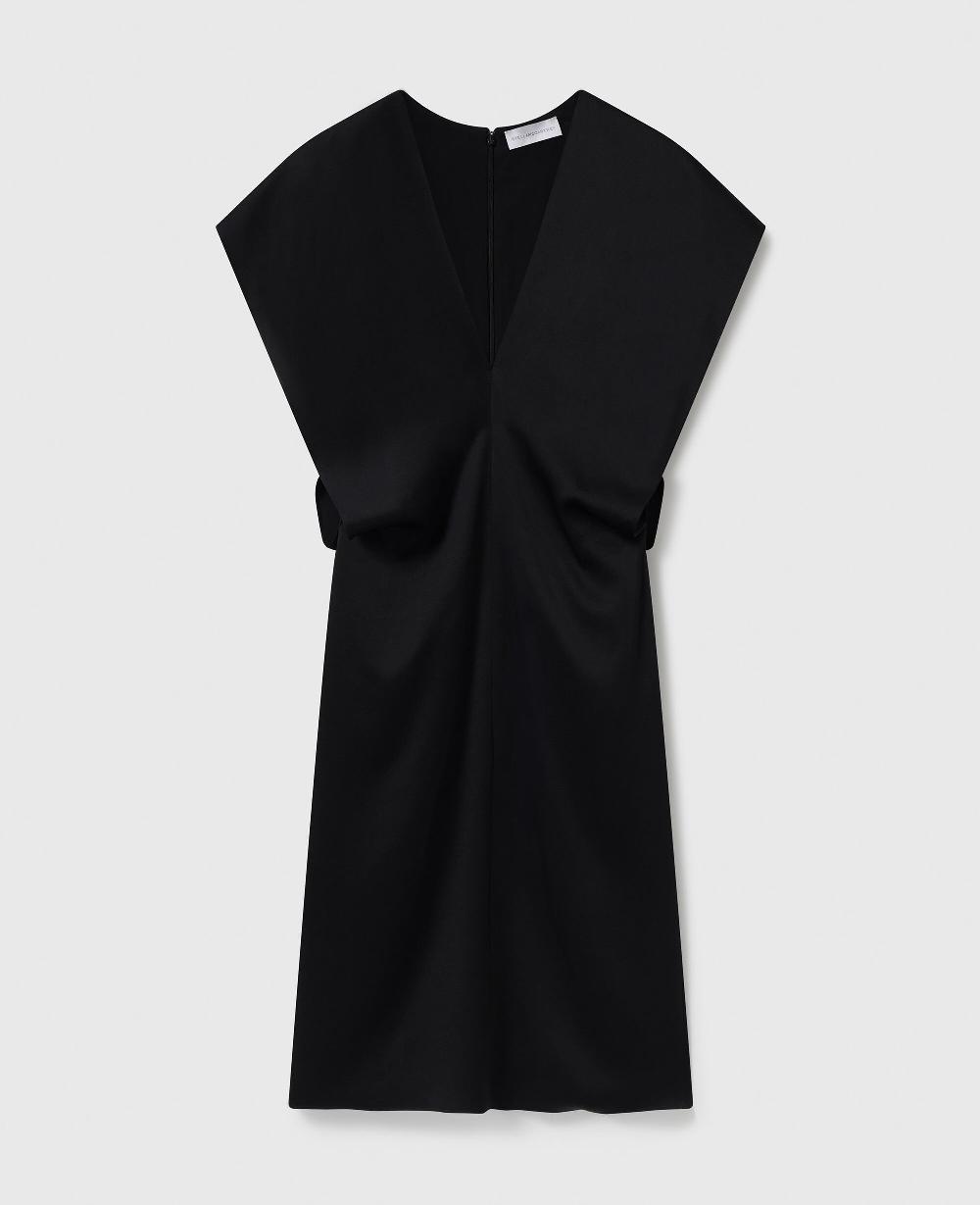 stella Deep V Cap Sleeved Midi Dress